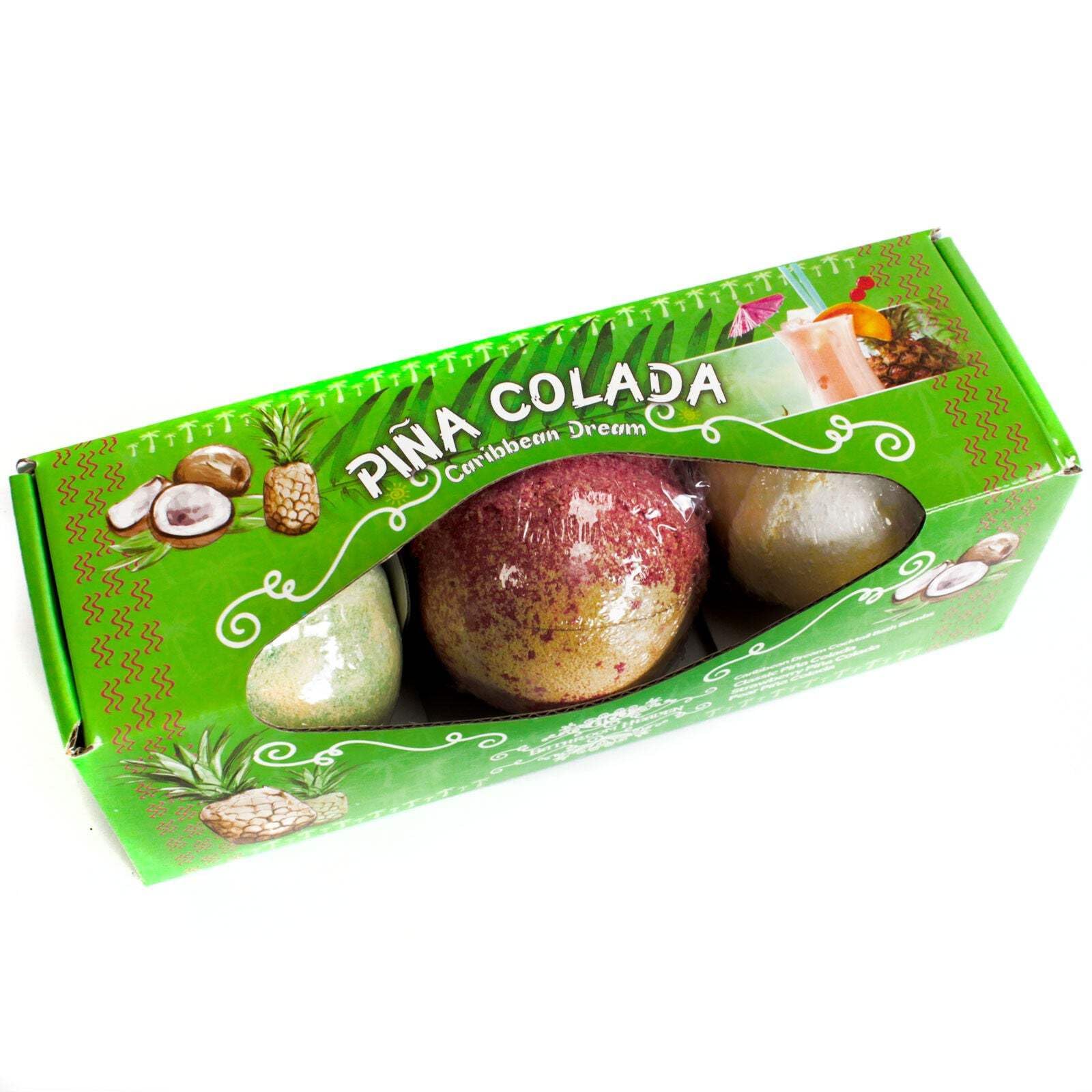 Set of 3 Piña Colada Scented Bath Bombs - Relaxing Coconut Pineapple Aromatherapy for Spa & Self Care