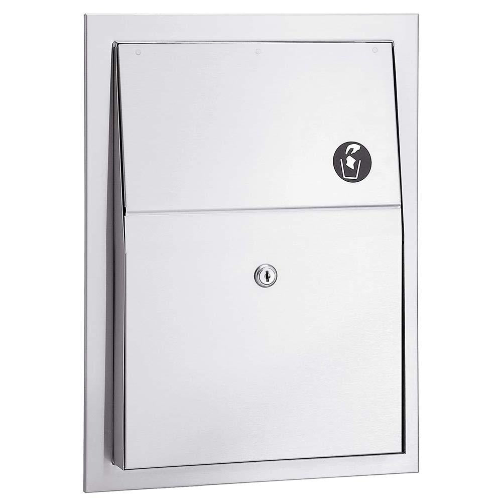 Bradley 4722 1015 Standard Series 1.5 Gallon Semi-Recessed Sanitary Napkin Disposal Unit in Satin Finish - Ideal for Women's Restrooms, Hospitals, and Public Facilities