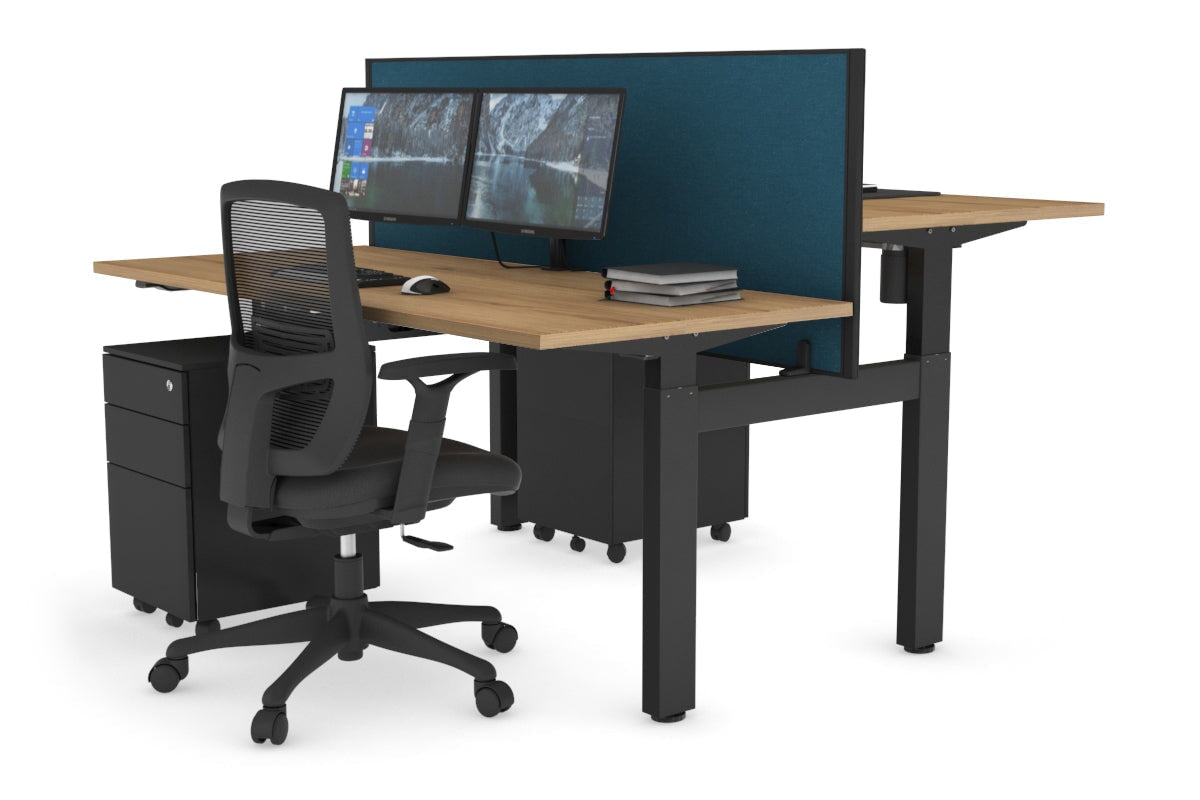 Adjustable 2-Person H Bench Workstation - Black Frame [1200L x 700W] - Perfect for Office, Workshop, or Home Use