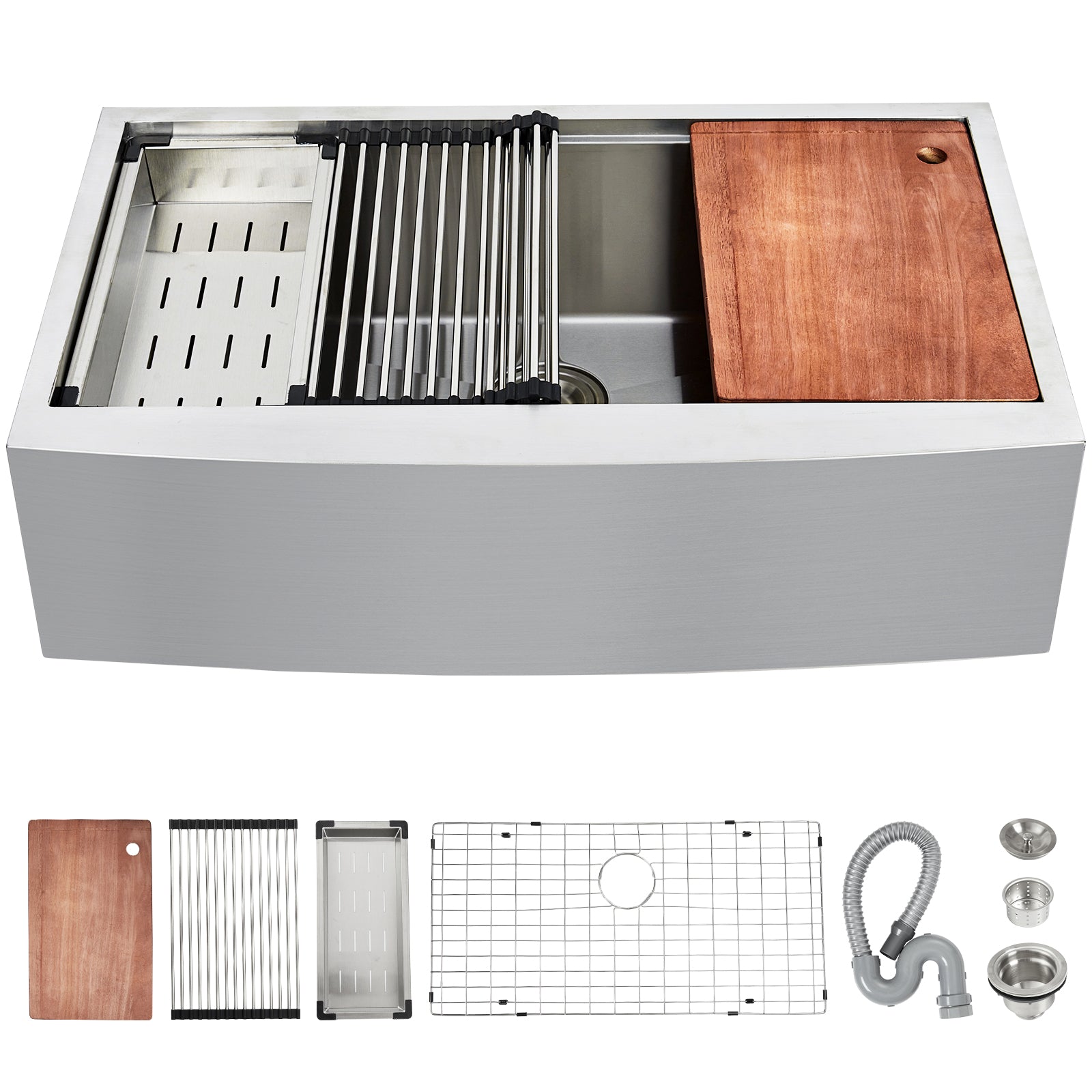 GARVEE 33 Inch Farmhouse Kitchen Sink - 33x22 Stainless Steel Apron Front Single Bowl Sink with Accessories | 16 Gauge Deep Basin for Modern Farmhouse, Rustic & Country Style Kitchens | Perfect for Food Prep, Washing Large Pots & Entertaining