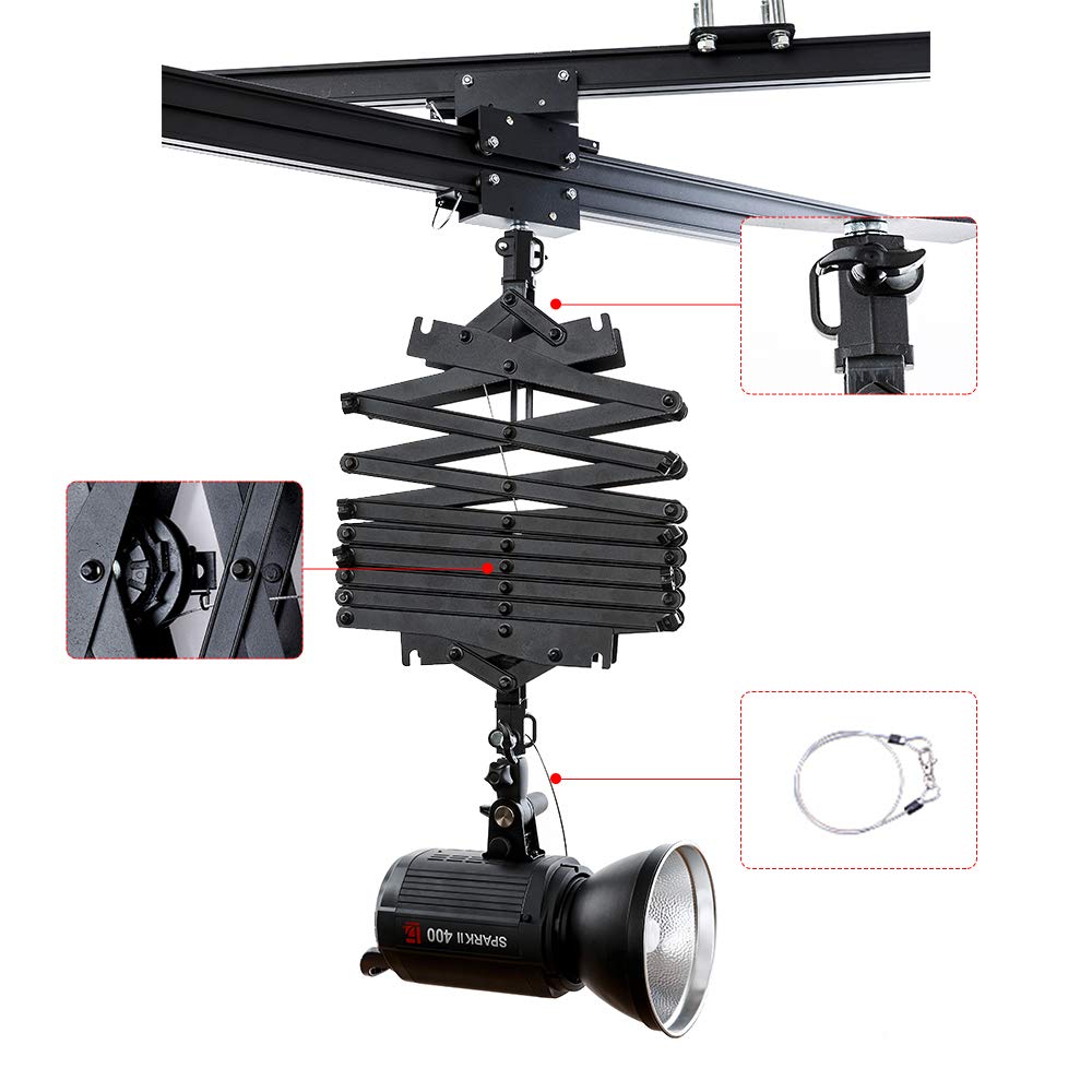 2M Pantograph for Studio Ceiling Rail System - Heavy Duty Ceiling Mounting Accessories for Photography & Video Lighting (Perfect for Film Sets, Photo Studios & Home Studios)