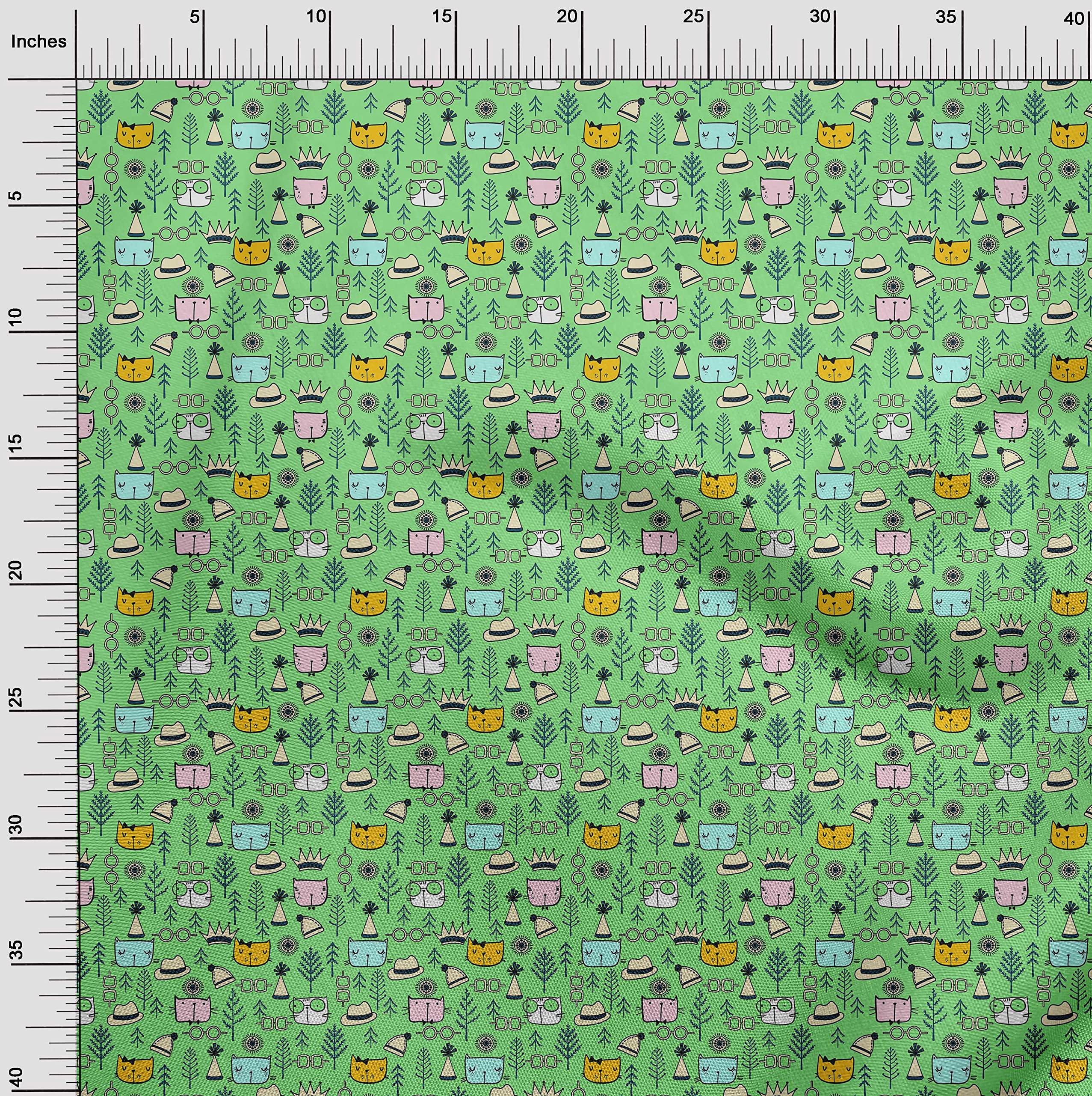 oneOone Rayon Light Green Fabric - 56 Inch Wide Printed Animal Design for Kids DIY Clothing & Sewing Supplies | Perfect for Dressmaking, Quilting, and Craft Projects
