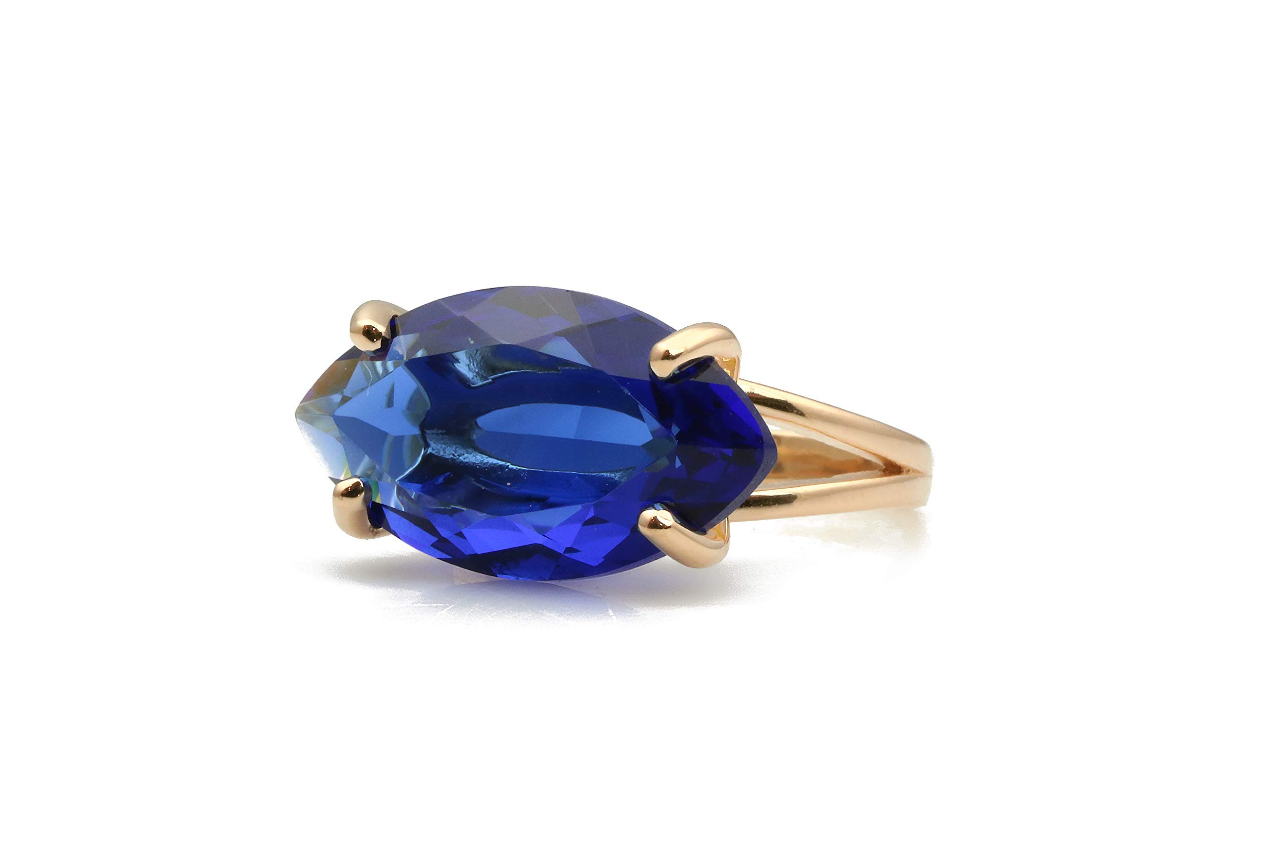 12x22mm Marquise Cut Sapphire Ring - Handmade 925 Sterling Silver Statement Jewelry for Women | Perfect for Bohemian Wedding, Birthday, Anniversary Gifts | Elegant Fashion Accessory for Evening Parties & Special Occasions