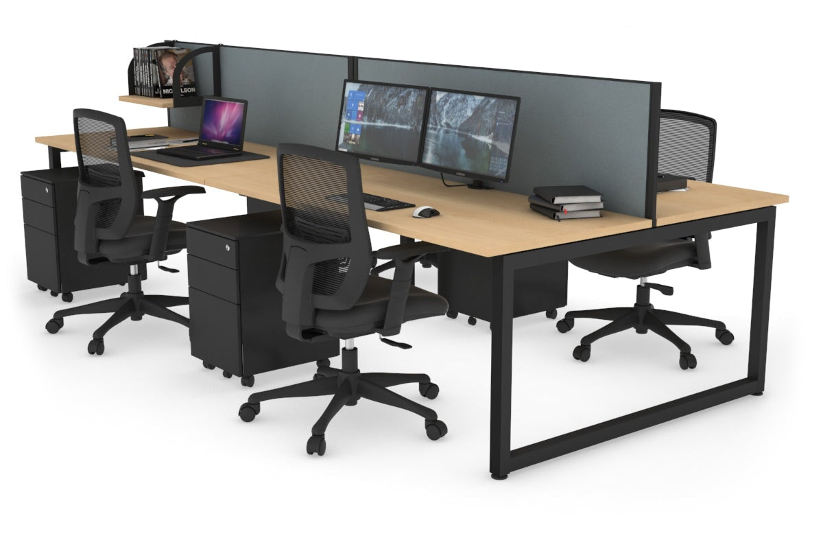 Quadro Loop Legs 4 Person Office Workstation Desk - 1800L x 700W - Modern Collaborative Workspace Solution for Team Projects & Office Meetings