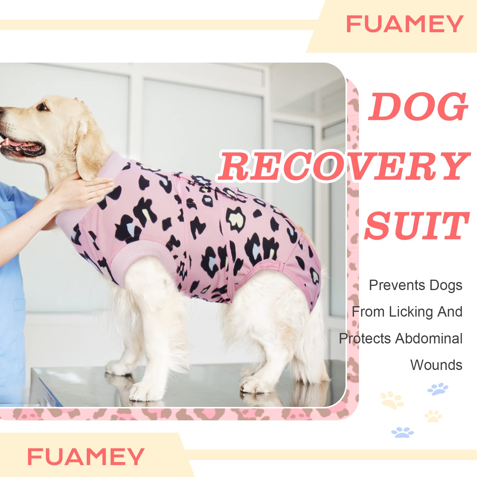 Post-Surgery Recovery Suit for Dogs - Soft, Breathable, Comfortable - Pink Leopard Print - XXL Size - Ideal for Spay/Neuter, Wound Protection & Stress Relief