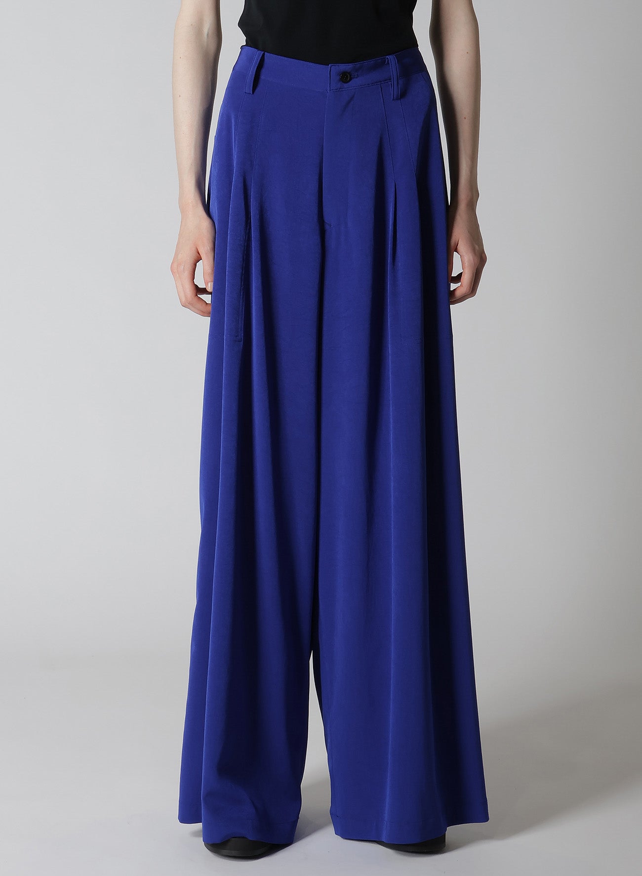 CREPE de CHINE DOUBLE TUCKED WIDE PANTS for Women - High Waist Flowy Palazzo Pants for Office, Travel & Casual Wear