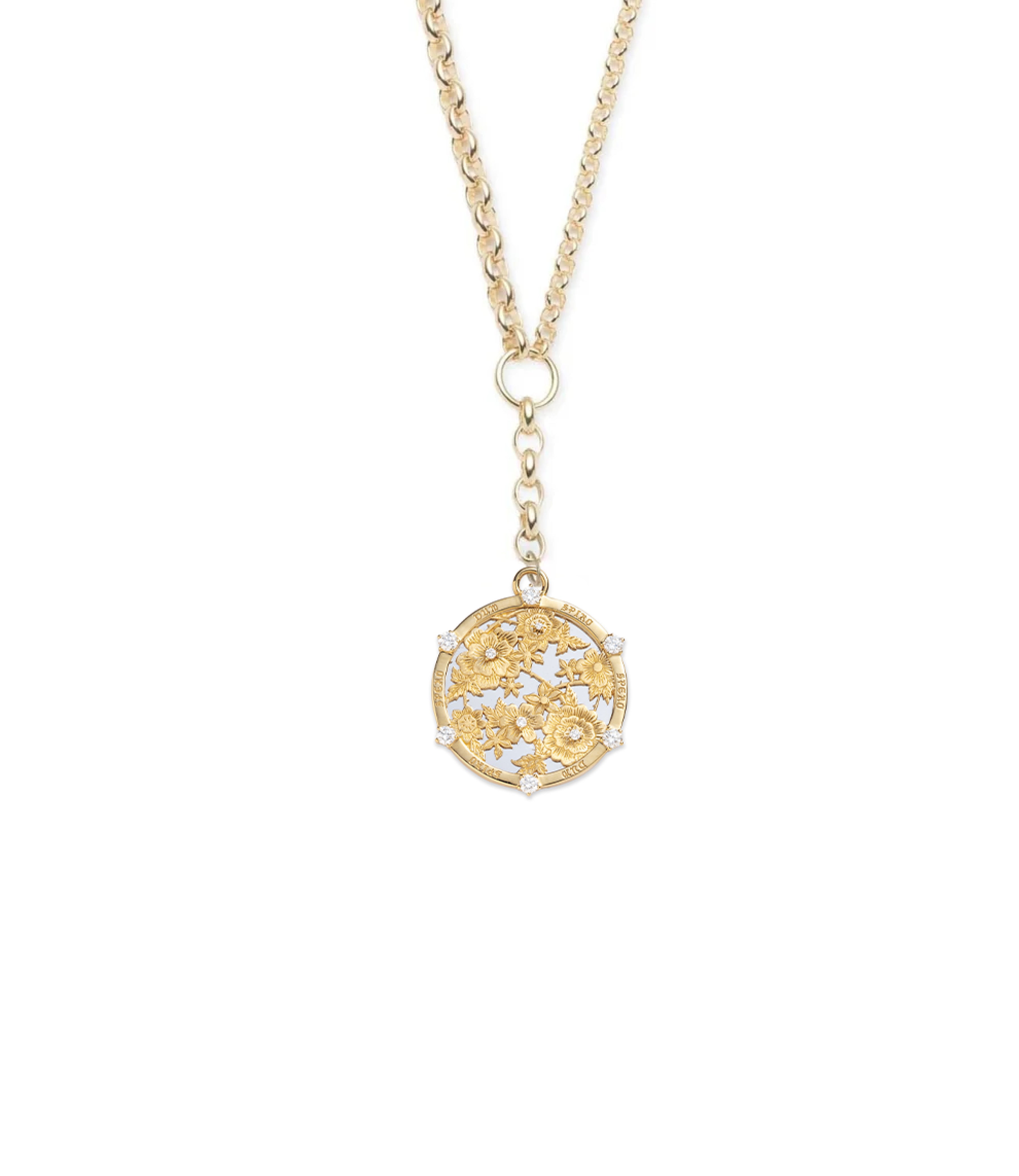 Floral Screen Resilience Heavy Mixed Belcher Necklace in Yellow Gold - Elegant Statement Jewelry for Women, Perfect for Weddings, Parties & Special Occasions