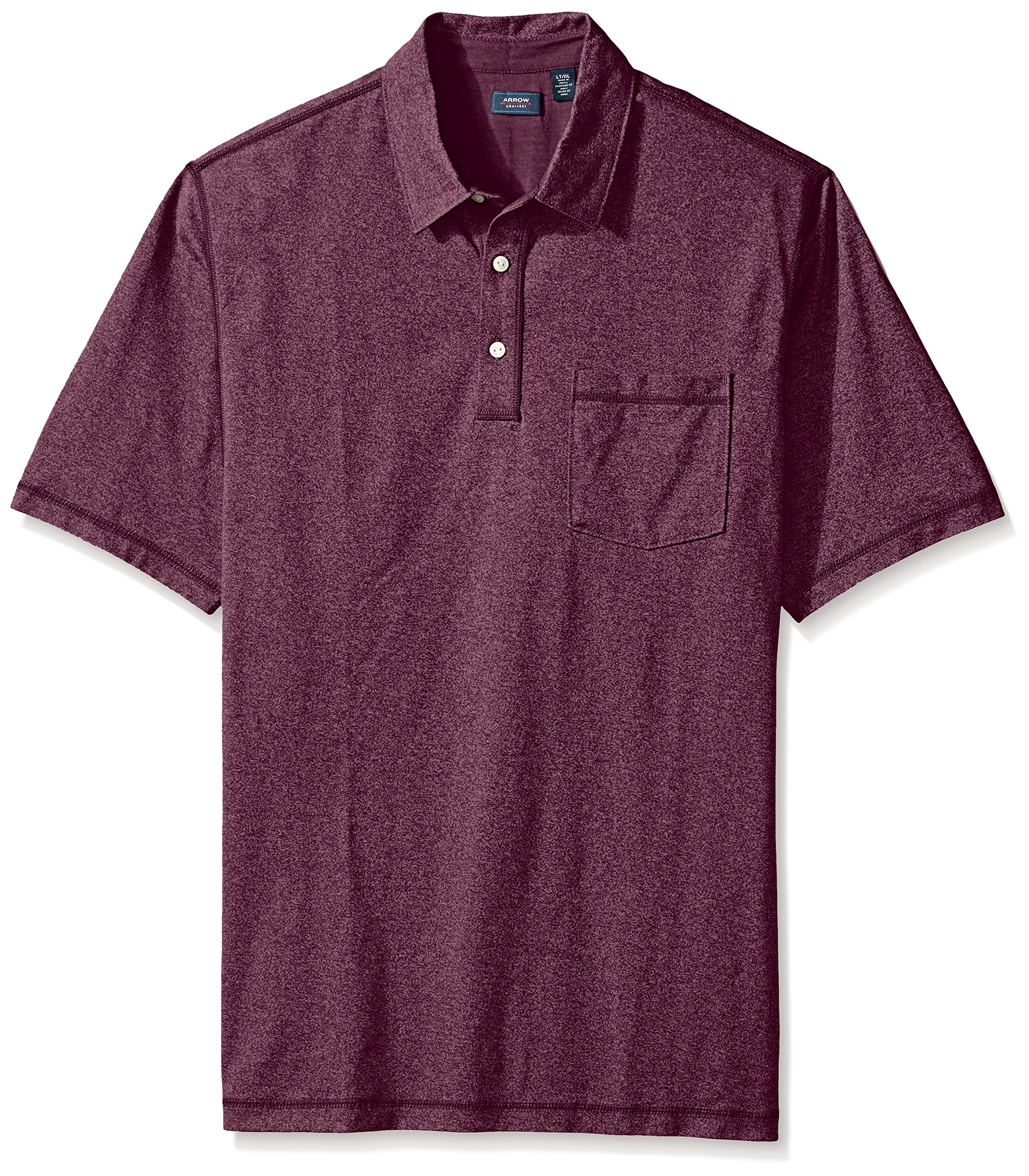 Arrow Men's Big & Tall Short Sleeve Marled Self Collar Polo Shirt - Comfortable Casual Wear for Work & Outdoor Activities