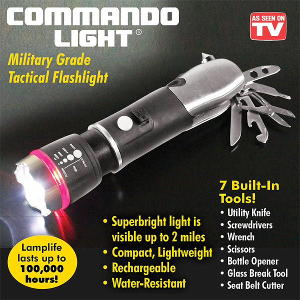 Commando LED Tactical Flashlight - High Lumen, Rechargeable, Waterproof for Outdoor, Camping, Hiking & Emergency Use