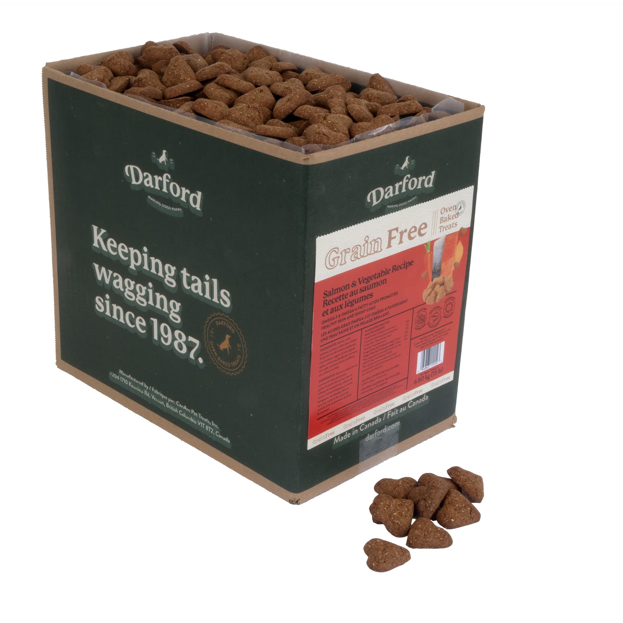Grain Free Salmon & Mixed Vegetables Dog Treats - 15 lb Bag - Healthy Natural Snacks for Training, Rewards & Dental Care - Perfect for Small, Medium & Large Breeds