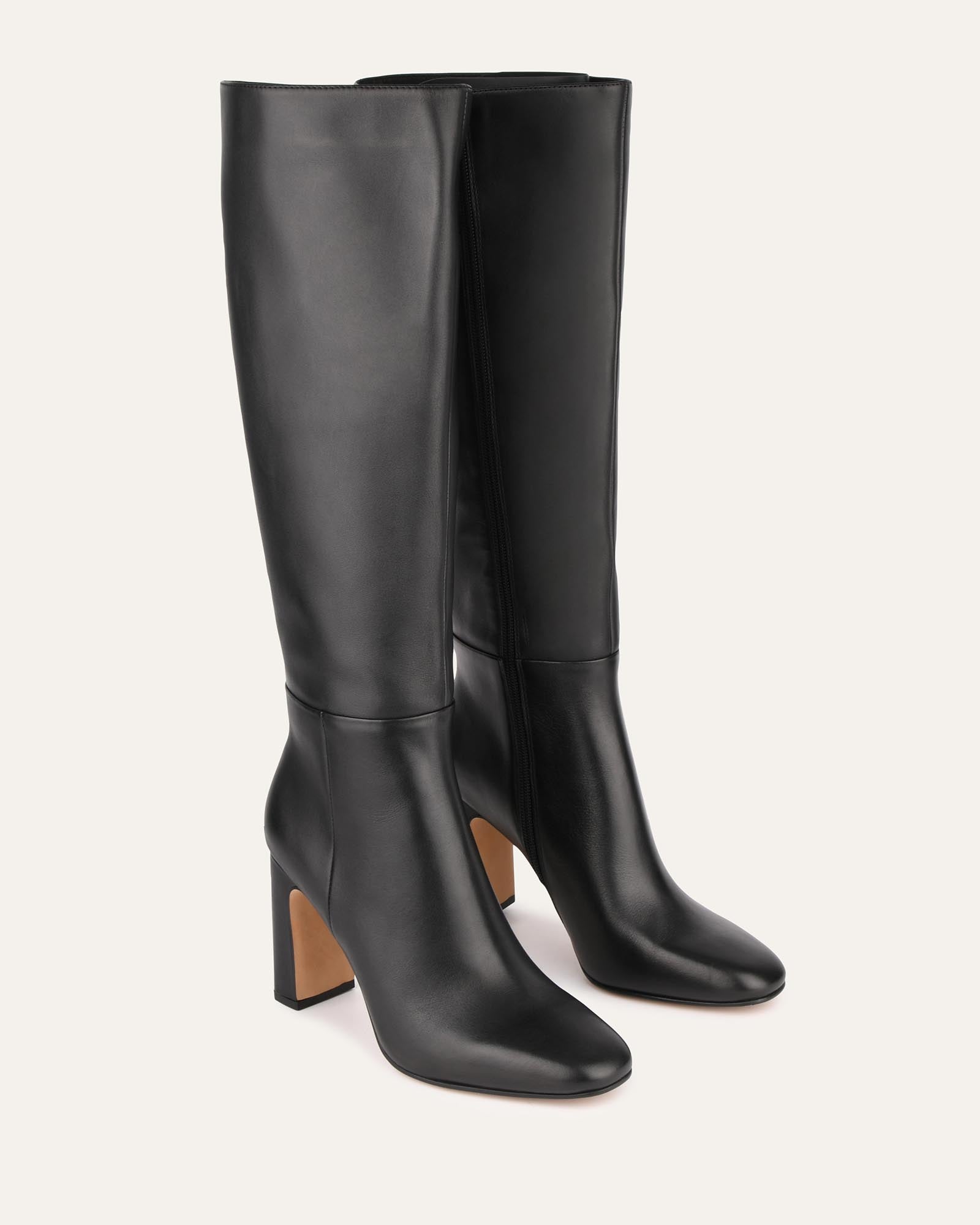 Stormi Black Leather Knee High Boots for Women - Stylish & Comfortable Winter Fashion Boots for Outdoor, Office, and Party Wear
