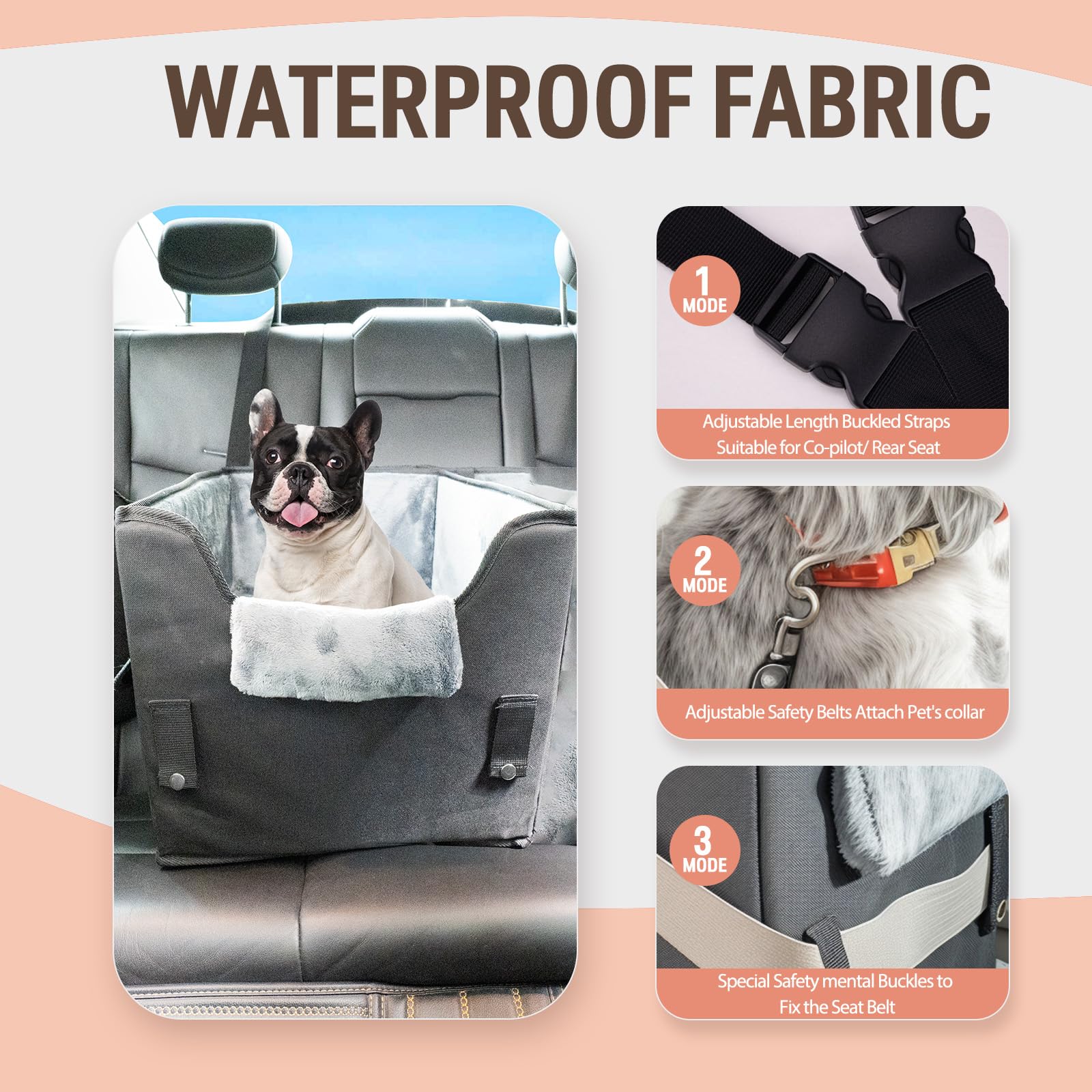 Premium Dog Car Seat for Small & Medium Dogs - Portable Pet Booster Seat with Safety Harness & Thick Cushion - Supports Pets Up to 25lbs (Black) - Perfect for Road Trips, Vet Visits & Daily Commutes