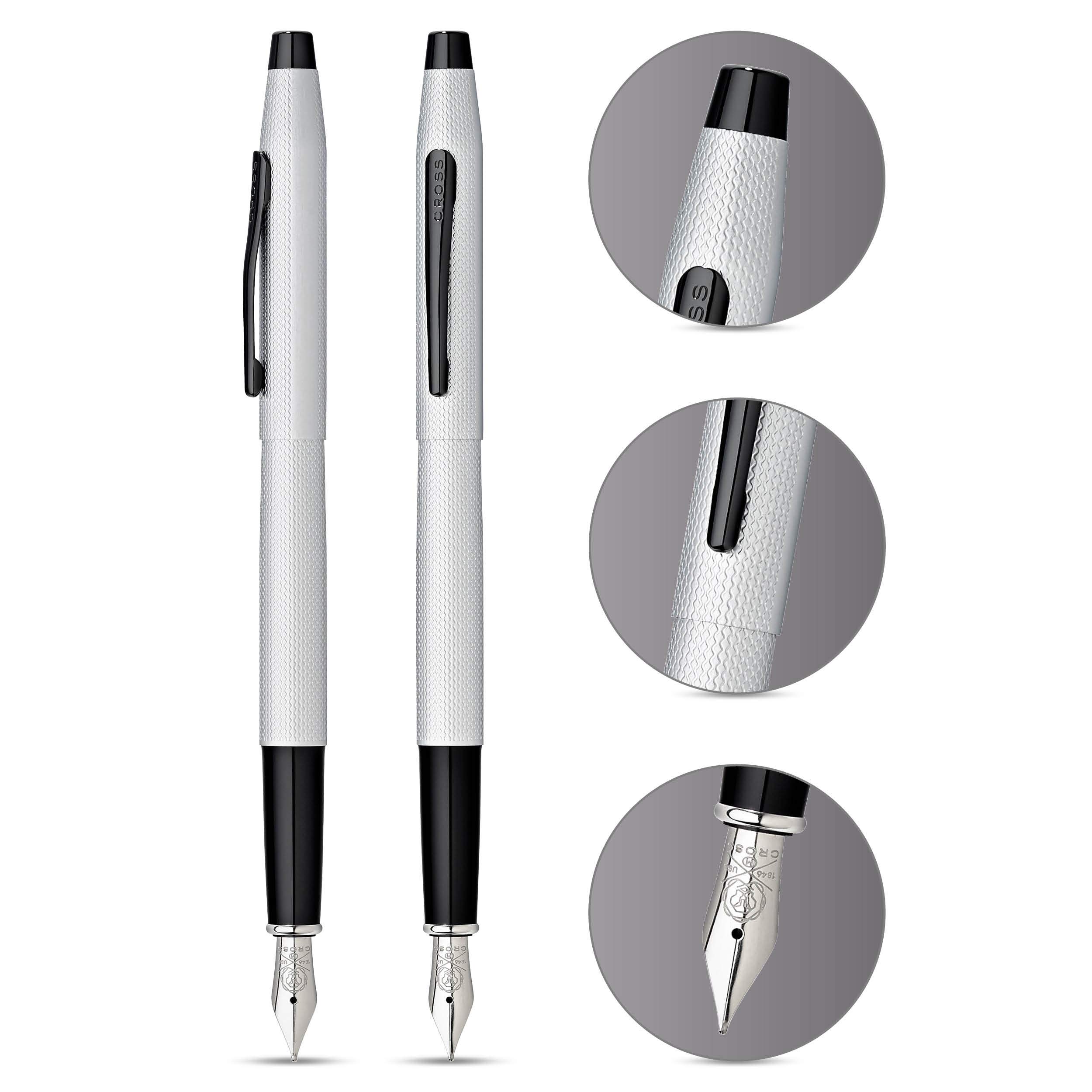 Cross Classic Century Refillable Fountain Pen with Medium Nib - Premium Brushed Chrome Finish, Includes Elegant Gift Box - Perfect for Business Signatures, Journaling & Luxury Gifts