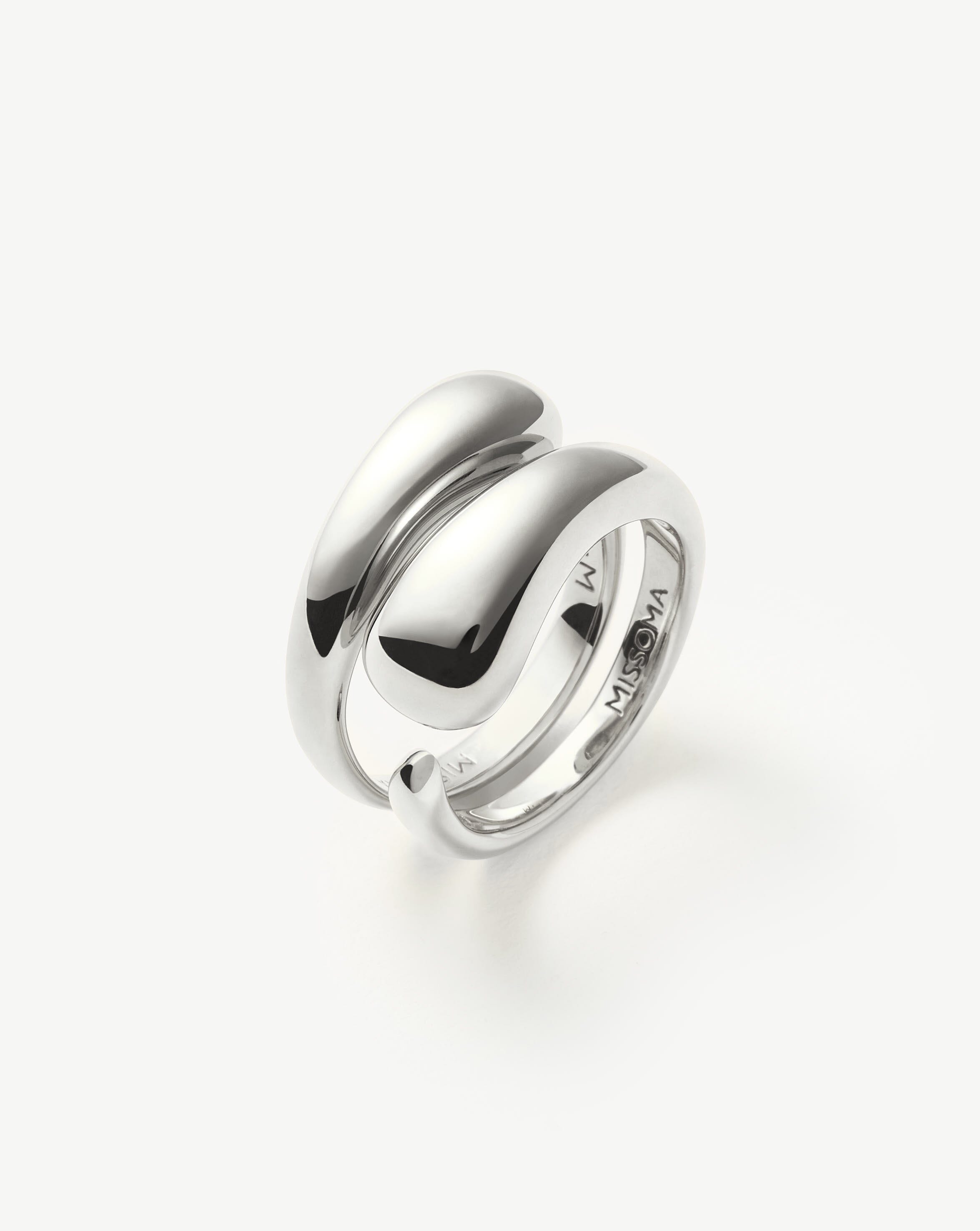Molten Double Stacking Ring Set - Silver Plated Stackable Rings for Women | Trendy Layered Jewelry for Everyday Wear, Date Night & Gift Giving