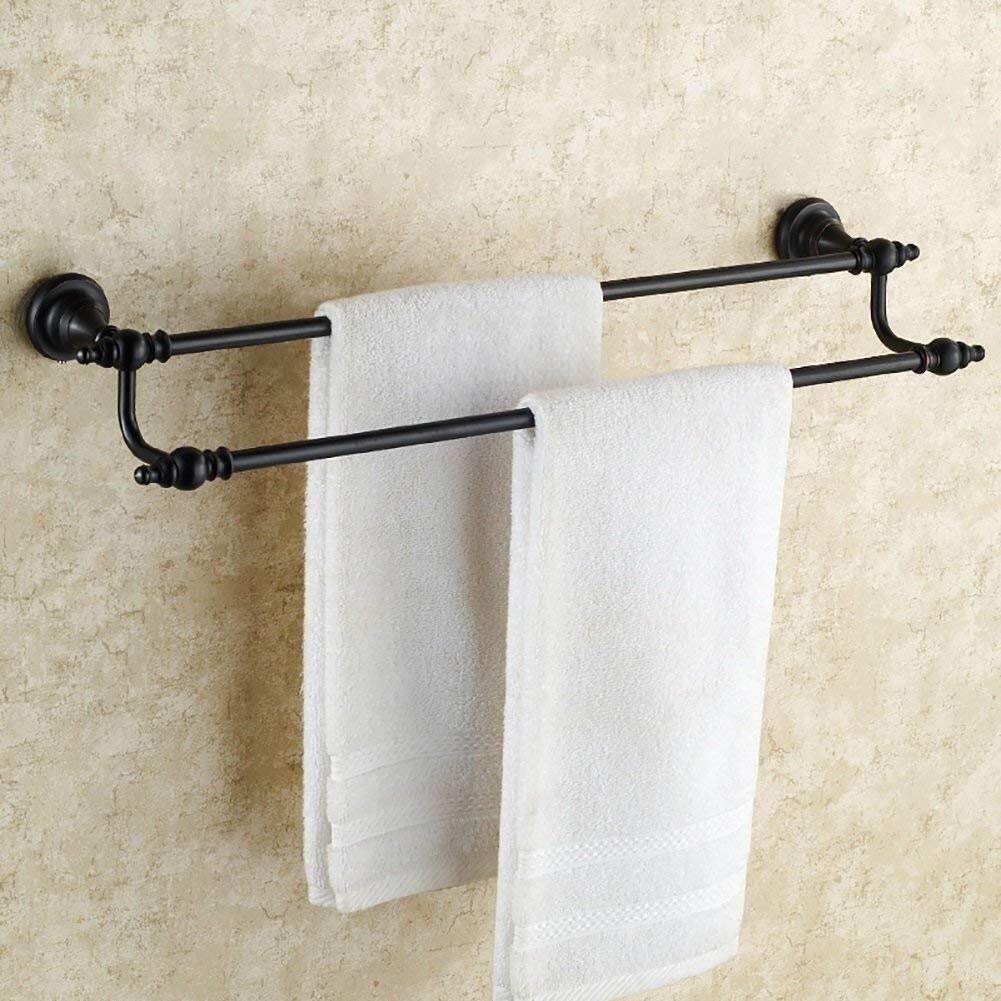 Chrome Wall Mounted Towel Holder - Double Bar Towel Rack for Bathroom & Kitchen - 40cm Copper & Black Finish - Space Saving & Durable Design - Perfect for Small Spaces & Modern Homes