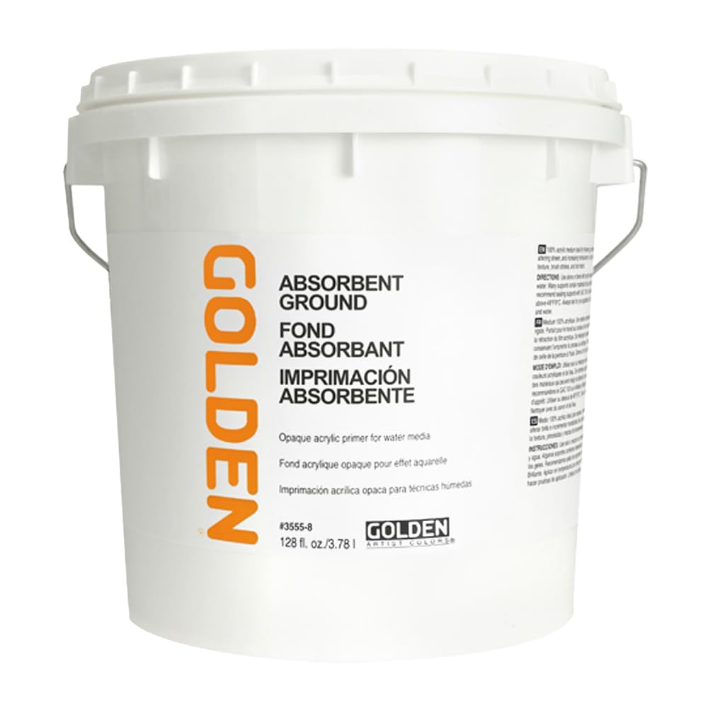 GOLDEN Absorbent Ground 128 fl oz Jug - Professional Semi-Opaque Acrylic Ground for Canvas Priming & Art Preparation | Perfect for Artists, Studios & DIY Painting Projects