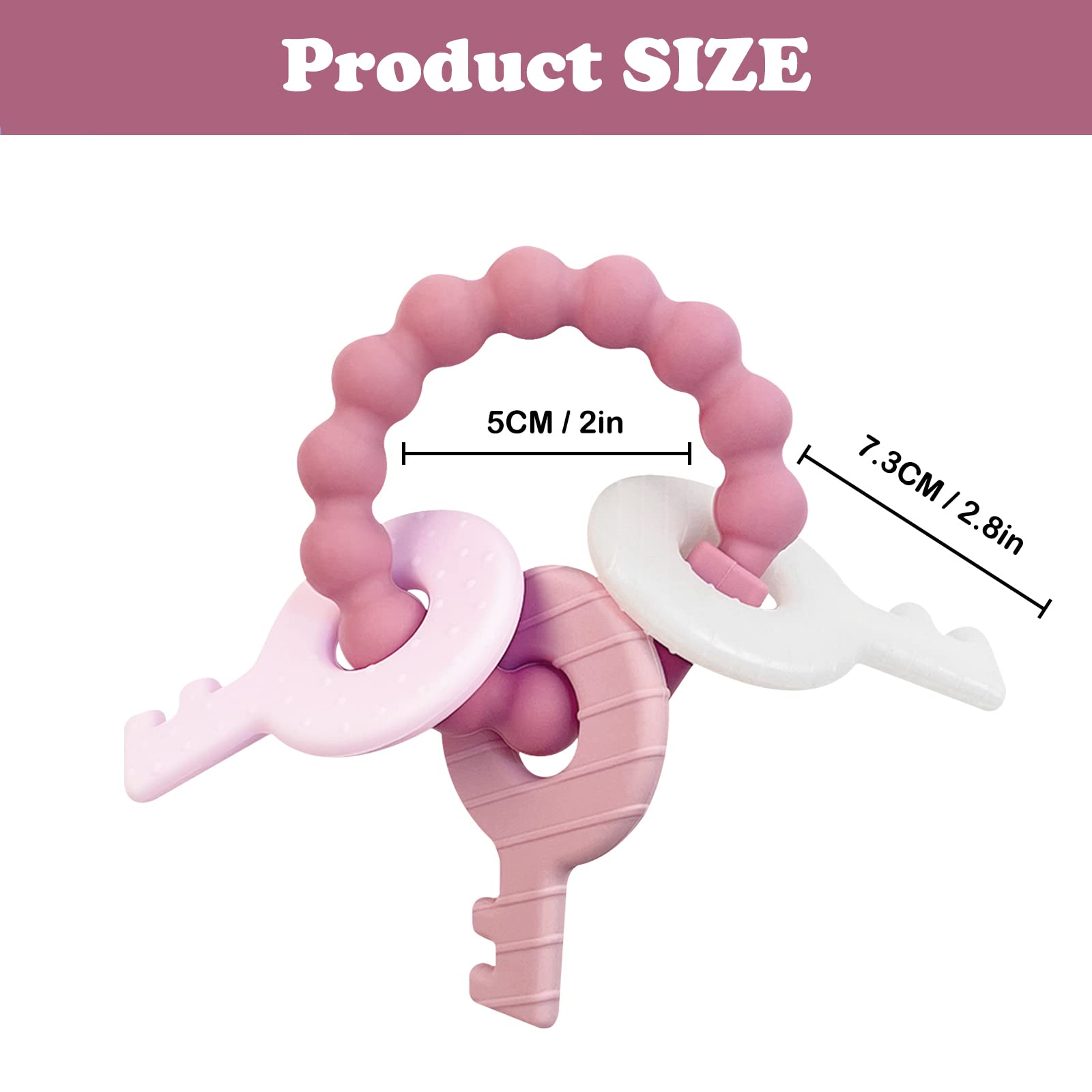 YAPROMO Baby Teething Keys for 3-18 Months - BPA Free Soft Silicone Teether Toys for Infants & Toddlers - Sensory Chew Toys for Soothing Gums - Perfect for Home, Travel & Daycare Use