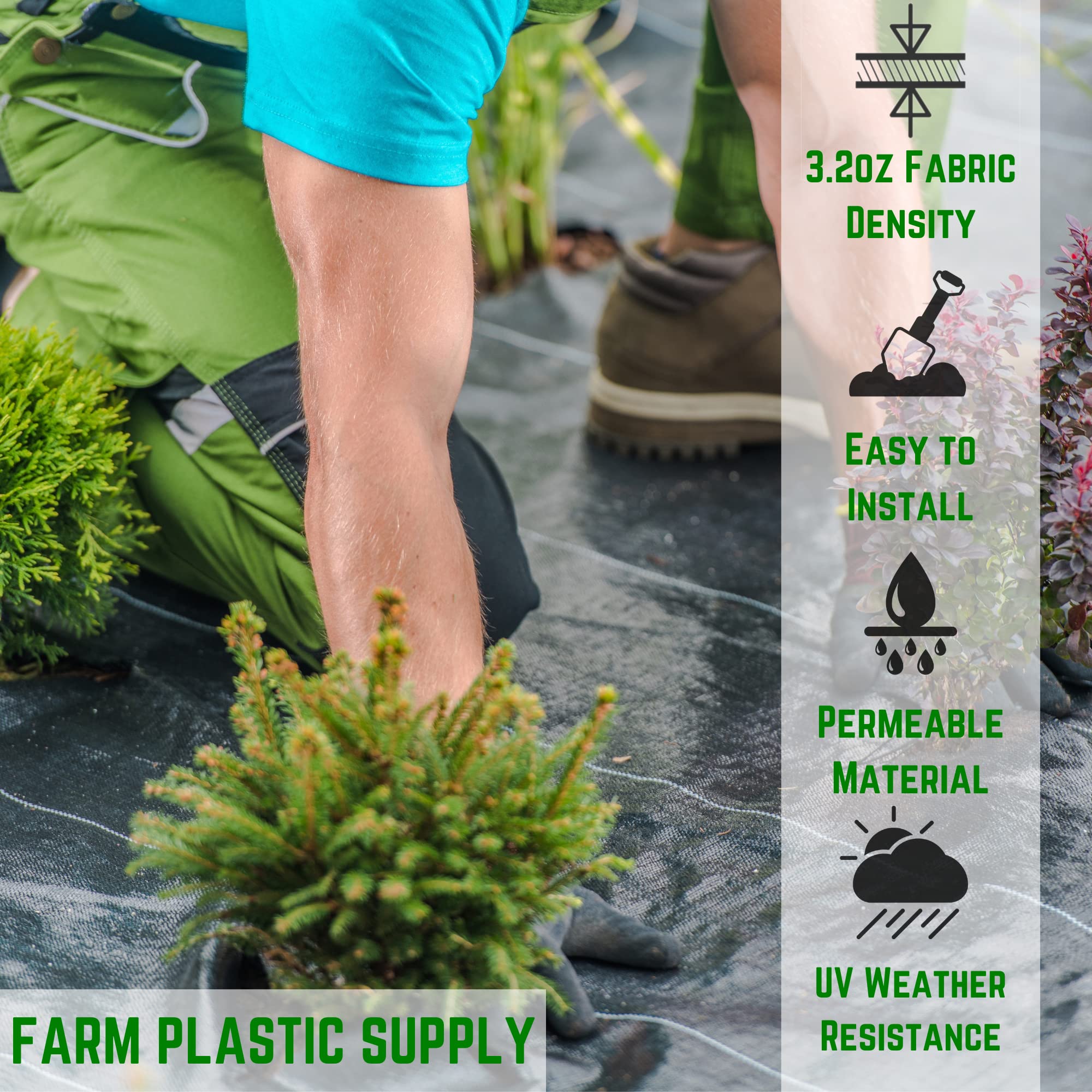 Premium 3.2oz Heavy Duty Landscape Fabric - 3' x 500' Commercial Grade Woven Ground Cover for Gardening, Farming & Agriculture - Durable Weed Barrier for Yards, Gardens & Landscaping Projects