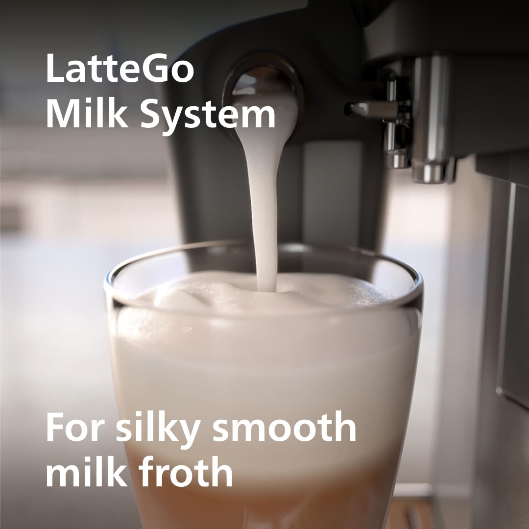 Philips 3200 Series Fully Automatic Espresso Machine with LatteGo Milk Frother - 5 Coffee Varieties, Touch Display, Ceramic Grinder & AquaClean Filter - Perfect for Home Baristas & Coffee Lovers (EP3241/54, Black)