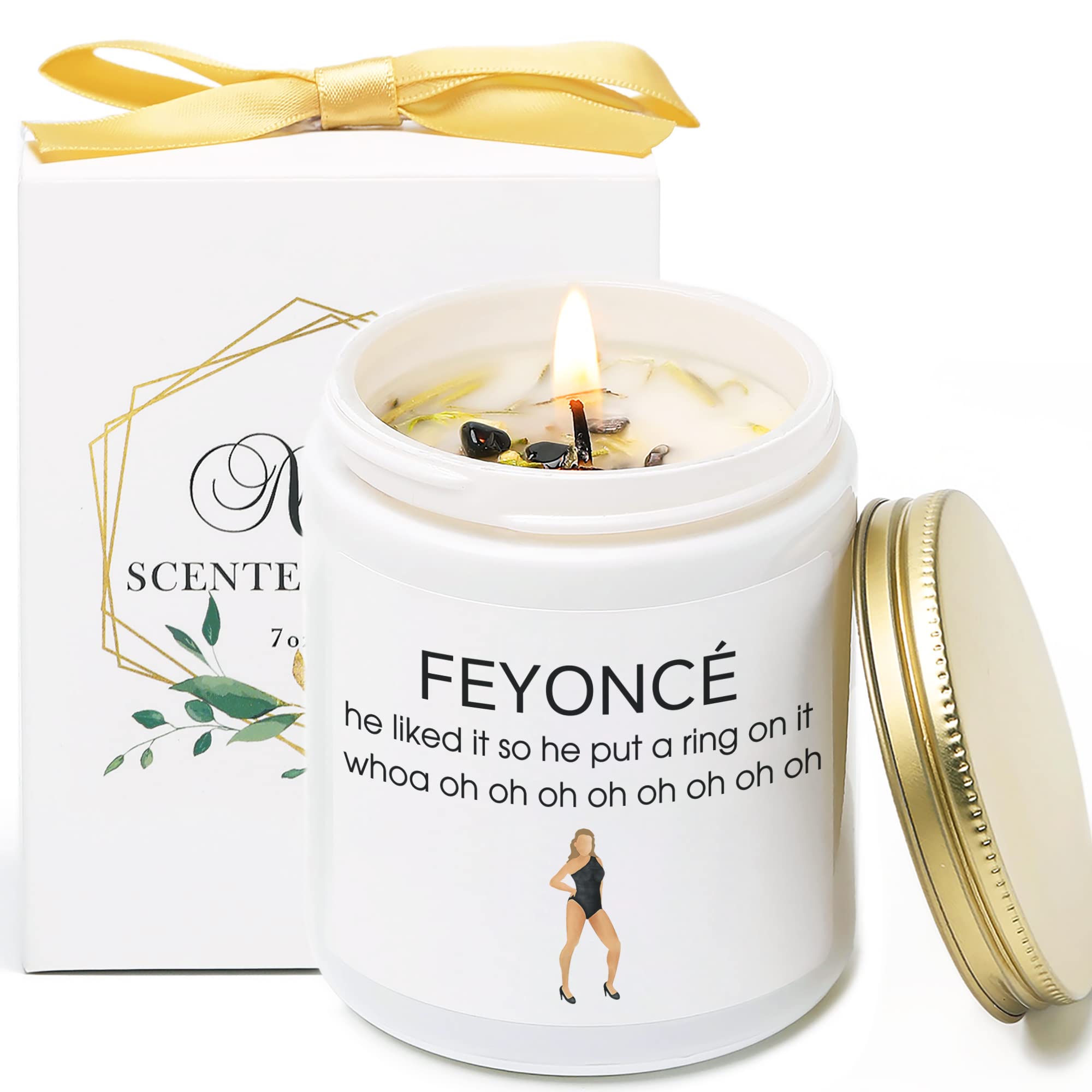 Romantic Engagement Gifts for Couples - Feyonce Scented Candle for Newly Engaged Bride & Groom, Vanilla Lavender Aromatherapy Candle with Crystal Decor - Perfect for Wedding Showers, Anniversary Celebrations & Romantic Date Nights