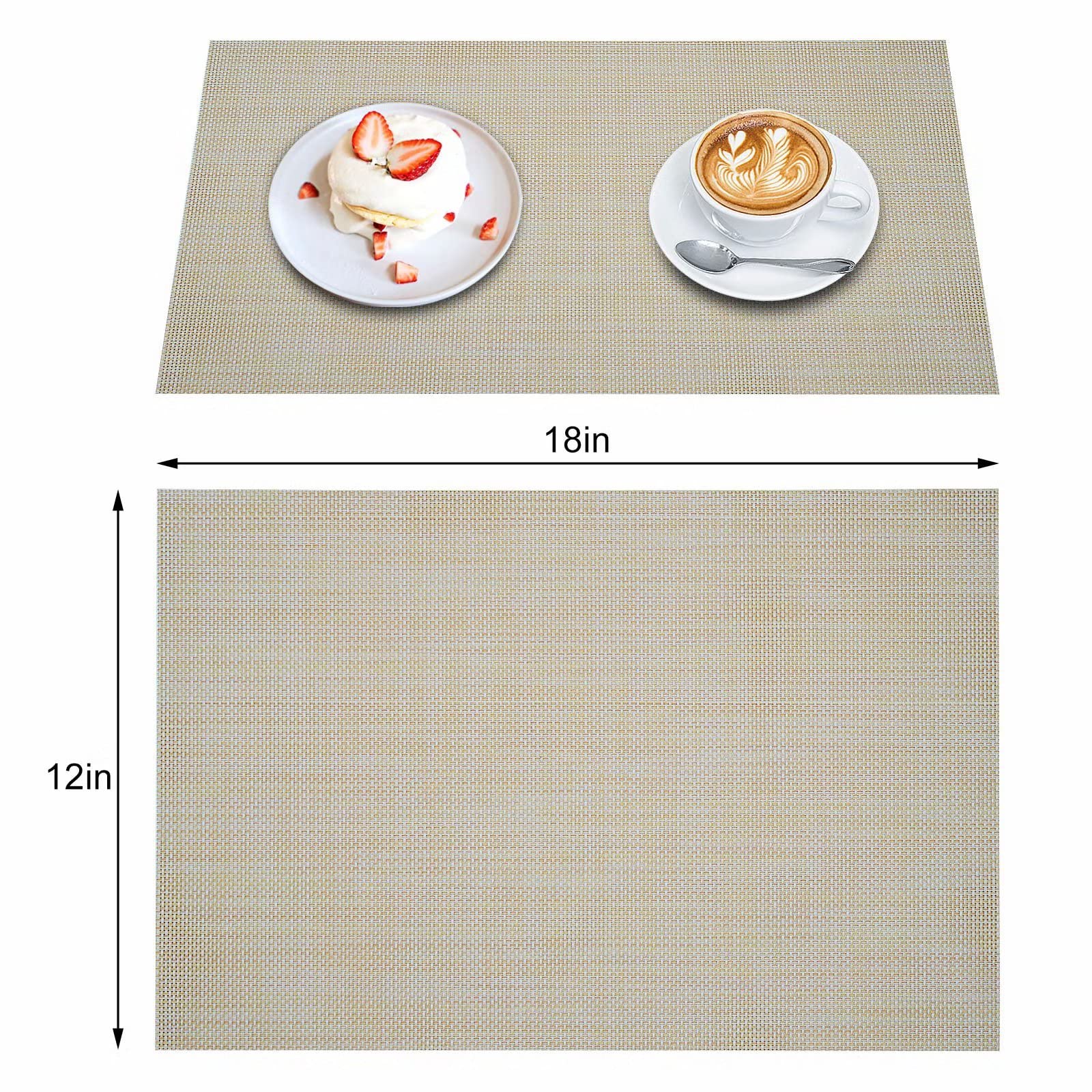 Beige PVC Placemats Set of 4 - Heat Resistant & Washable Table Mats for Dining - Perfect for Holidays, Parties, and Everyday Seasonal Home Decor | Ideal for Thanksgiving, Christmas Dinner, and Family Gatherings