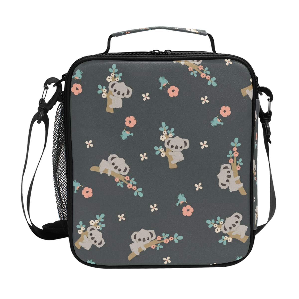 Insulated Koala Floral Bird Lunch Bag with Shoulder Strap - Leakproof Cooler Tote for School, Work & Picnics - Cute Lunchbox for Women, Men, Boys & Girls