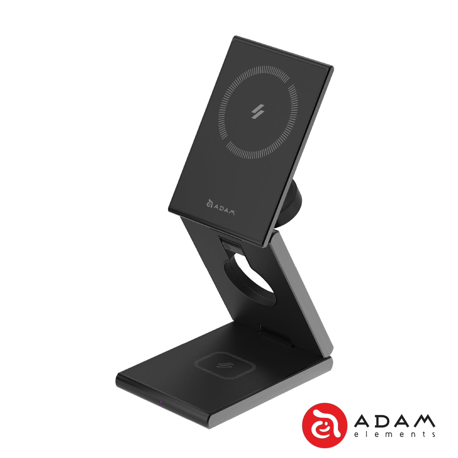 ADAM elements Mag Z Foldable 3-in-1 Magnetic Wireless Charging Stand - Perfect for Travel, Home & Office Use with iPhone, AirPods & Apple Watch