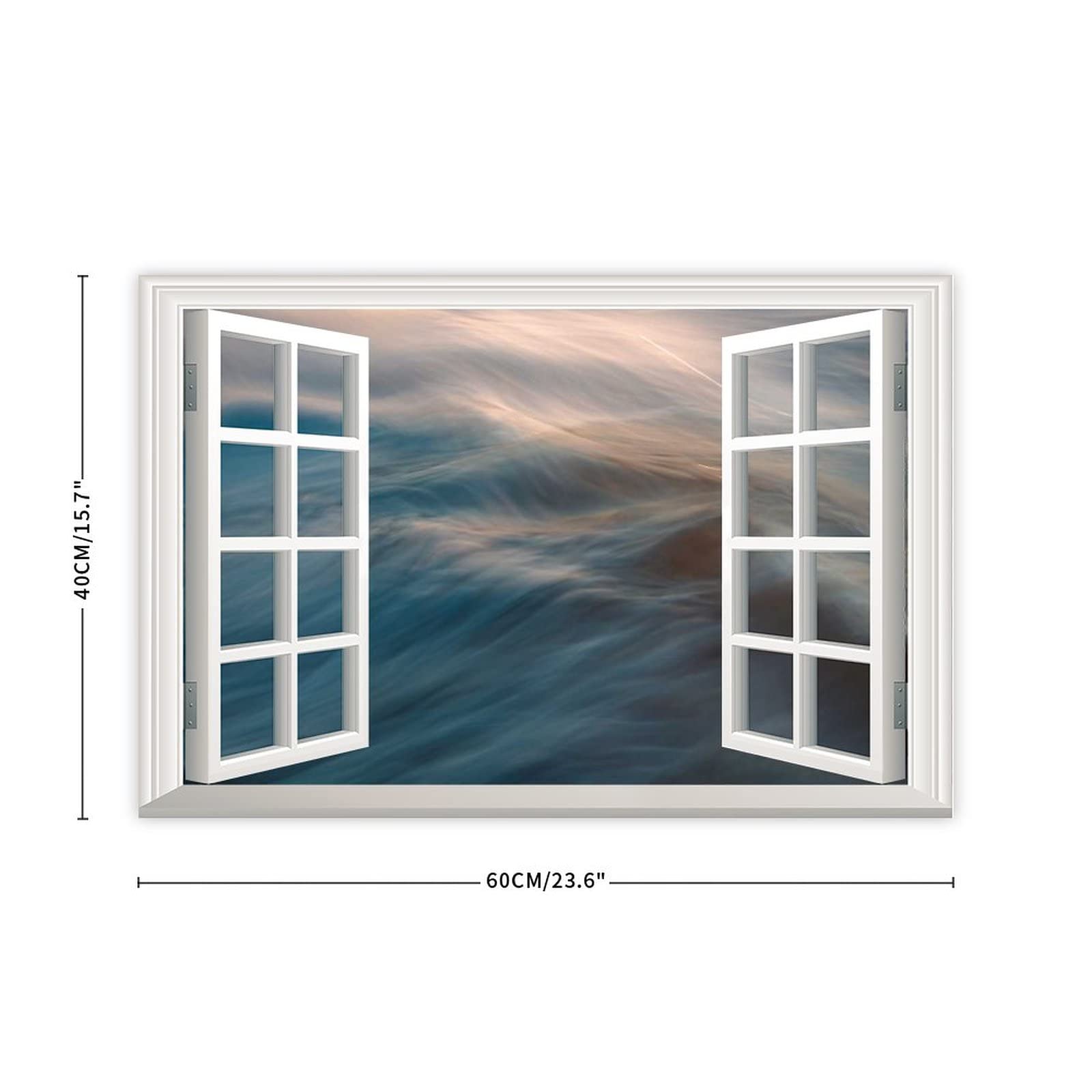 Framed Canvas Wall Art - Window View Surge Ready to Hang Painting for Living Room, Bedroom & Beach House Decor | Perfect for Home, Office & Vacation Rental Wall Decor