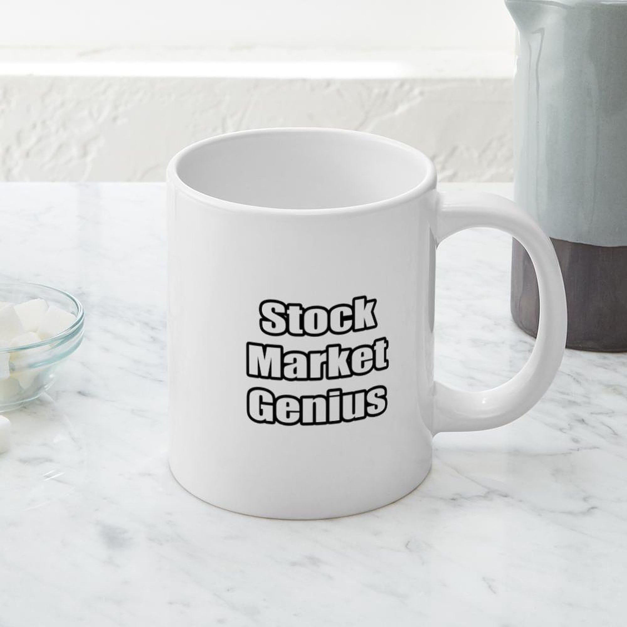 Stock Market Genius 20 oz Ceramic Coffee Mug - Large Insulated Coffee Cup for Office, Home & Gifts - Funny Finance Themed Coffee Mug for Traders & Investors