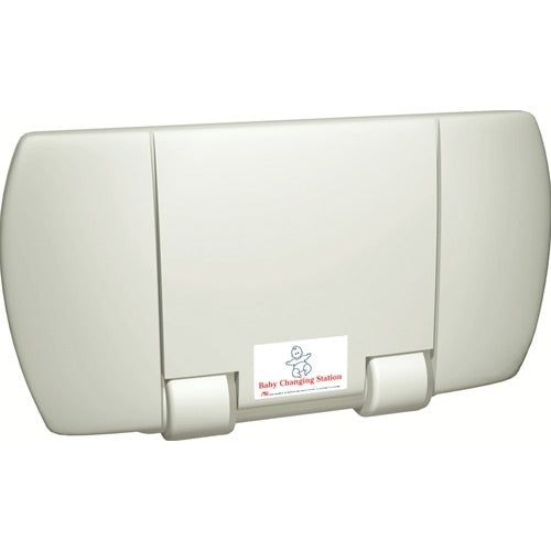 ASI 9012 Horizontal Wall-Mounted Baby Changing Station - Light Grey Plastic | Ideal for Nurseries, Daycares & Public Restrooms