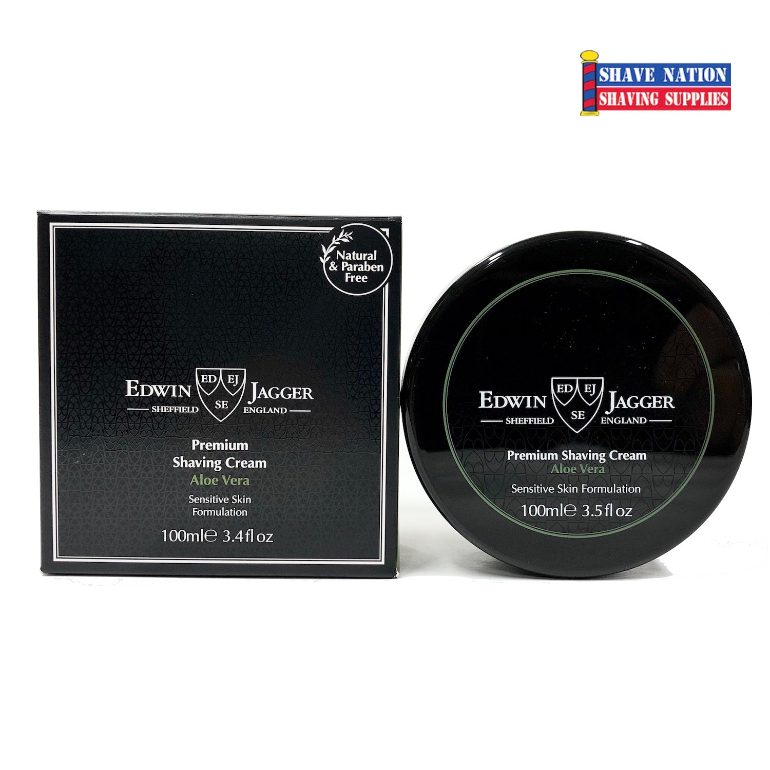 Edwin Jagger Aloe Vera Shaving Cream for Men - Soothing & Moisturizing Shave Gel for Sensitive Skin - Perfect for Daily Shaving & Post-Shave Care