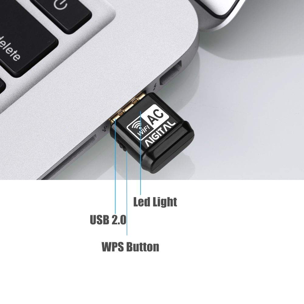 Aigital USB WiFi Adapter AC600 - Dual Band 5GHz/2.4GHz Wireless Network Dongle for PC, Laptop, Desktop - Compatible with Windows 11/10/8/7/XP/Vista & Mac OS - Fast Internet for Streaming, Gaming & Remote Work