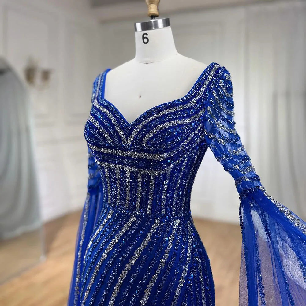 Serene Hill Blue Sweetheart Mermaid Evening Gown with Beaded Overskirt - Luxury Women's Wedding Party Dress 2025 LA72314 | Perfect for Formal Events, Prom, Bridal Showers & Red Carpet Occasions