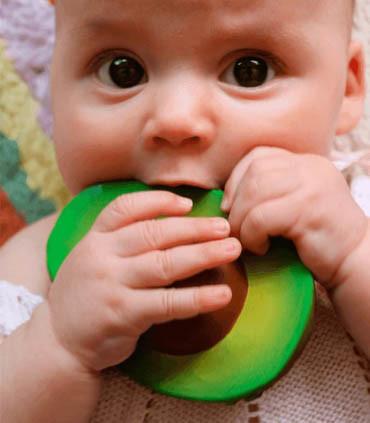 Oli&Carol Arnold the Avocado Teething Toy - Natural Rubber Baby Teether for Soothing Sore Gums | Safe & Non-Toxic Chew Toy for Infants & Toddlers | Perfect for Home, Travel & Daycare Use