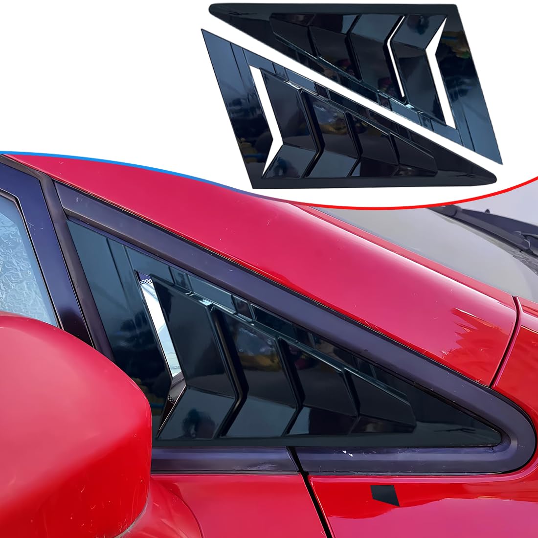 2Pcs ABS Bright Black Front Side Window Louvers Air Vent Scoop Shades Cover for Honda Civic 2006-2011 - Sporty Interior Accessories | Enhances Style & Airflow for Street Racing & Custom Car Shows