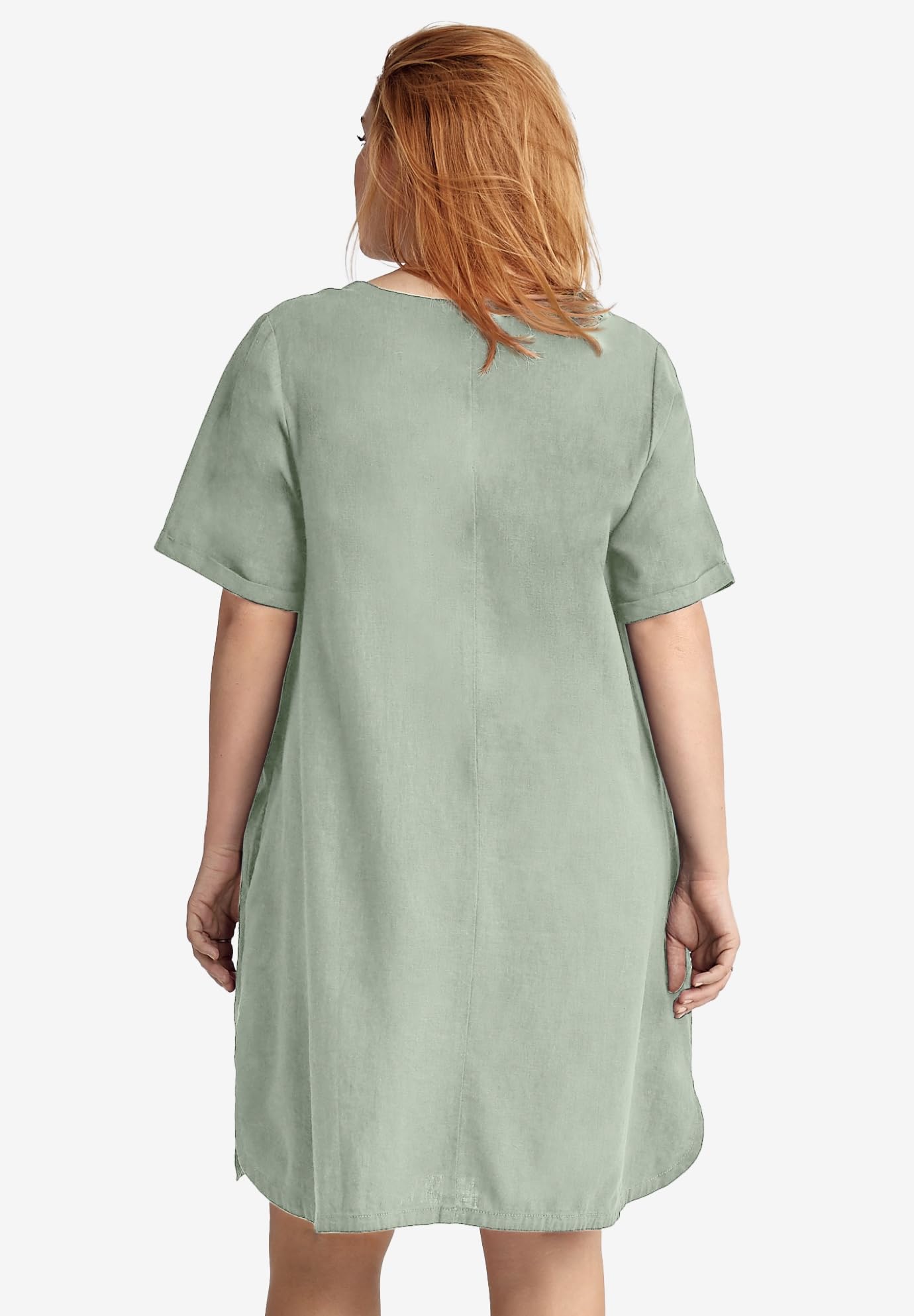 Ellos Women's Plus Size Linen-Blend A-Line Dress - Flowy Summer Dress for Casual Outings, Beach Vacations & Special Occasions