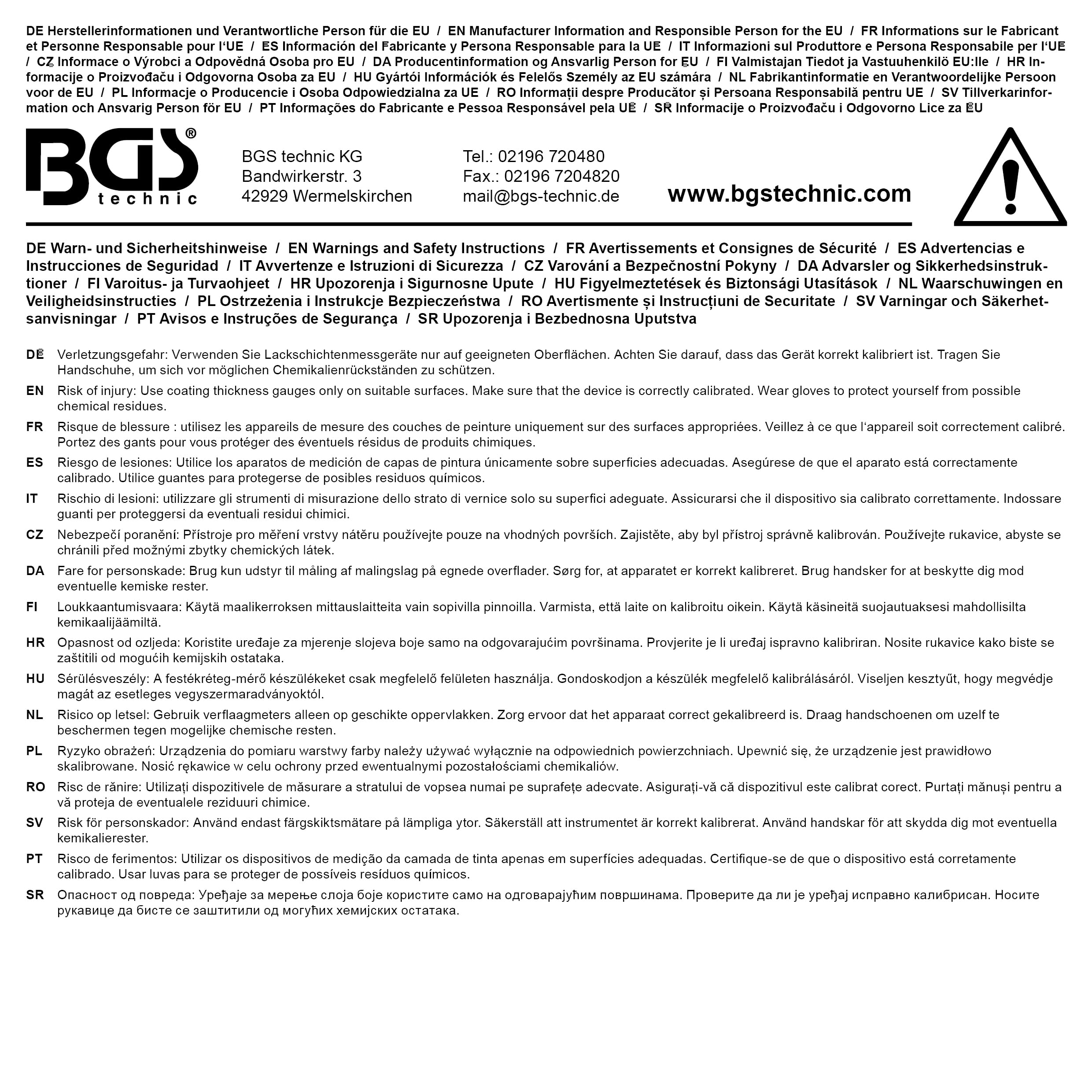 BGS 2193 Digital Coating Thickness Gauge - Accurate Paint & Coating Measurement Tool for Iron, Steel & Metal Surfaces | Perfect for Automotive, Industrial & Quality Control Inspections