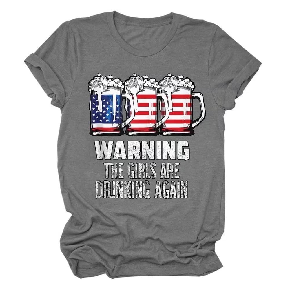 Funny Warning The Girls Are Drinking Again Graphic T-Shirt - Best Friend Gift for Women, Perfect for Girls' Night Out, Bachelorette Parties & Casual Hangouts