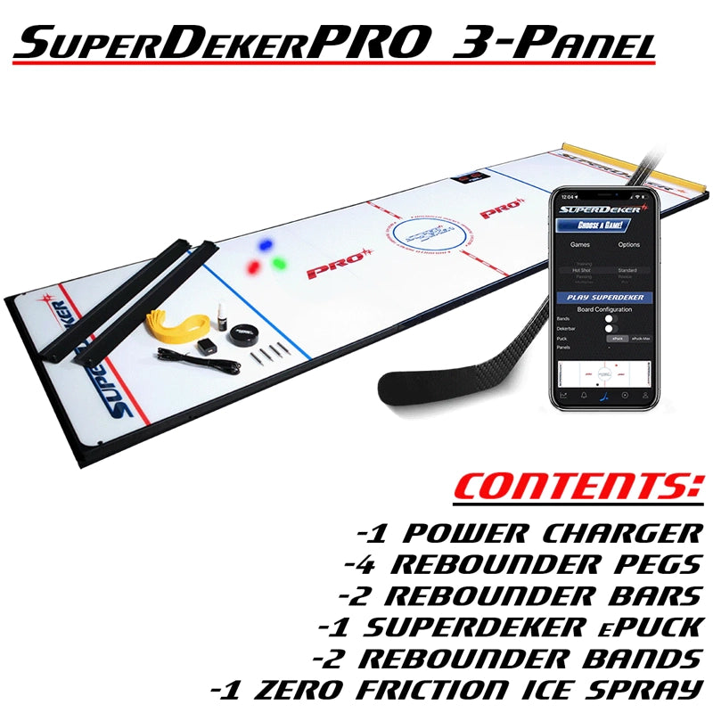 SuperDeker Pro 3 Panel Hockey Training System - Improve Stickhandling & Shooting Skills for Ice & Street Hockey Players | Perfect for Home, Rink & Backyard Practice