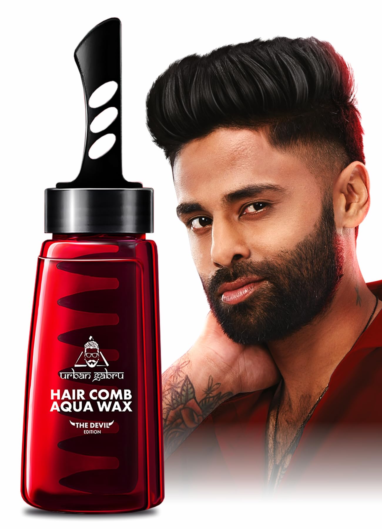 UrbanGabru Aqua Hair Wax for Men - Strong Hold & High Shine Styling Wax (260ml) | 2-in-1 Hair Gel & Wax for Wet Look | Perfect for Daily Styling, Parties & Professional Looks