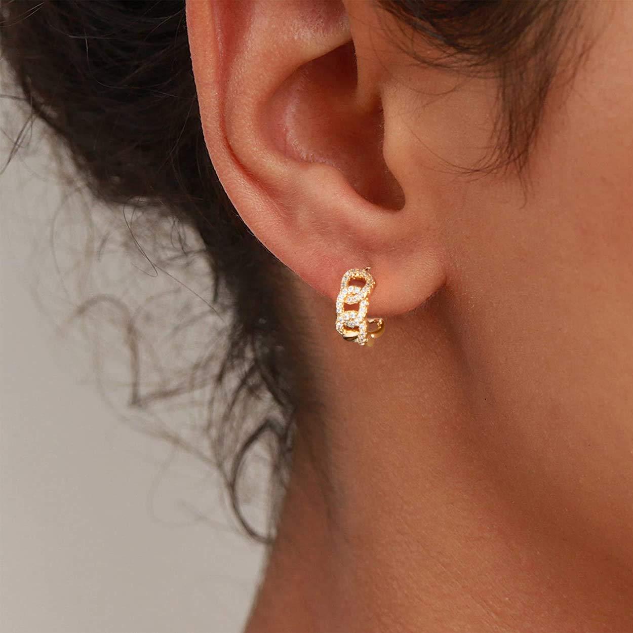 VACRONA 14k Gold Plated Cubic Zirconia Huggie Hoop Earrings - Tiny Lightweight Small Hoops for Women, Perfect for Everyday Wear, Date Night & Gift Giving