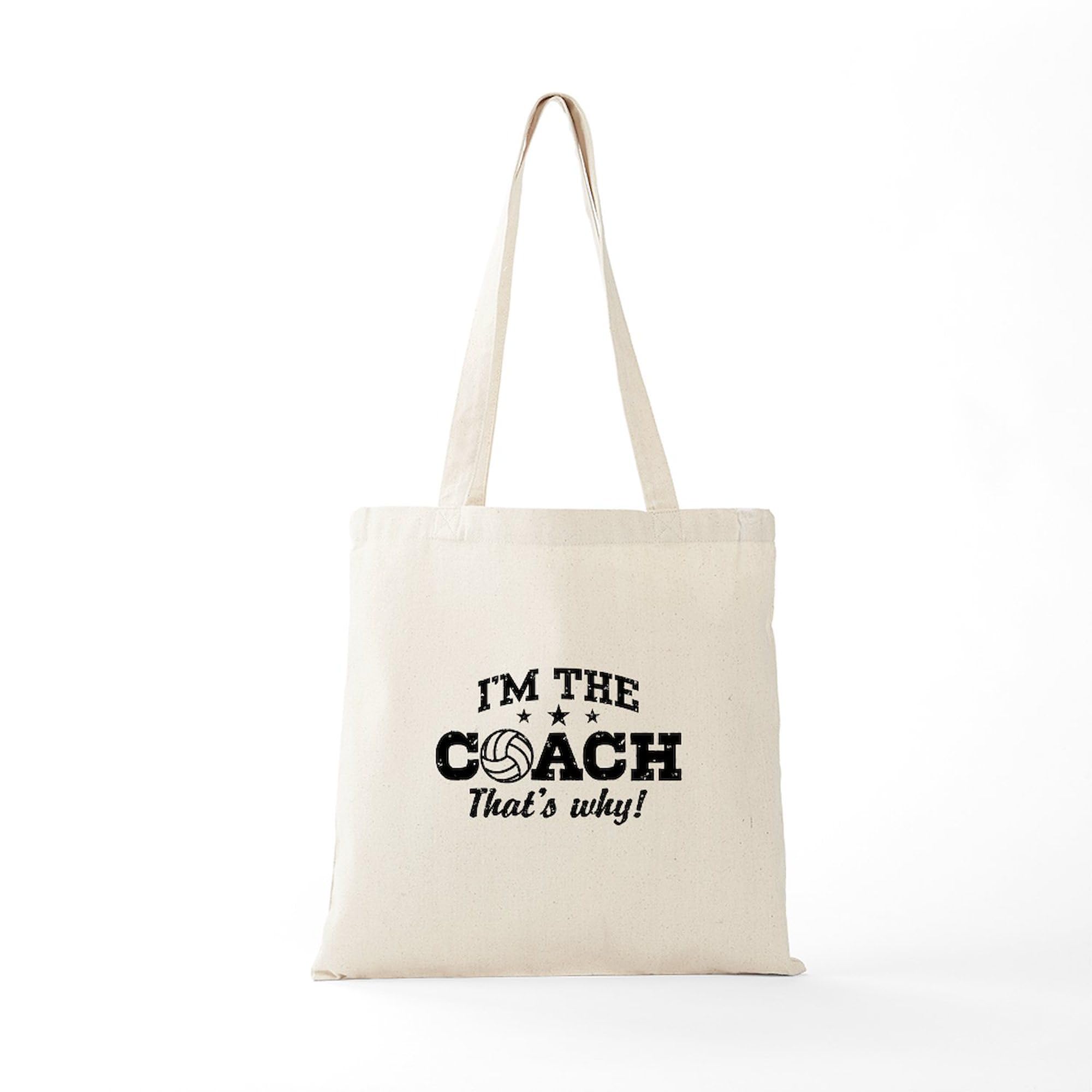 Volleyball Coach Tote Bag - Natural Canvas Reusable Shopping Bag for Coaches & Players - Perfect for Practice, Games & Team Gifts