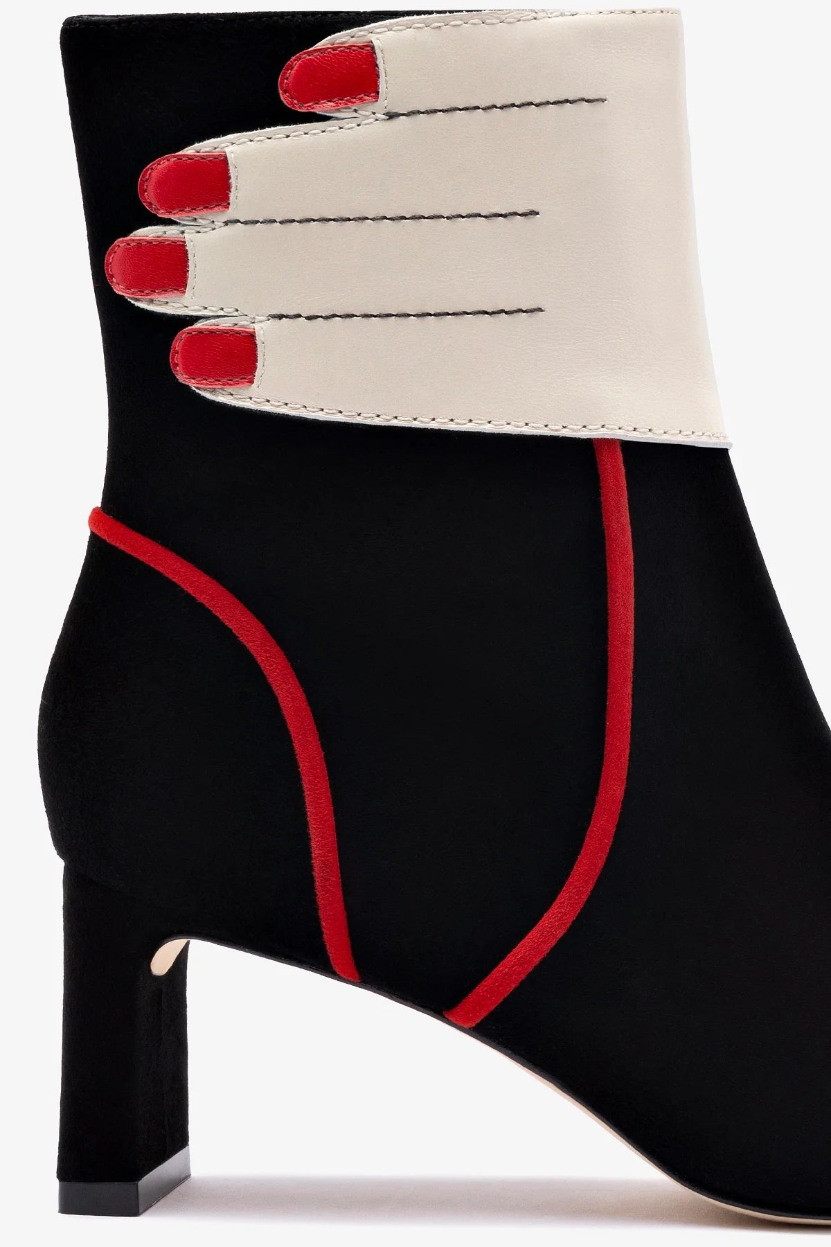 Larroudé x Libertine Handmade Leather Boots for Women - Black, Ivory & Scarlet - Stylish Ankle Boots for Casual Outings, Parties & Date Nights