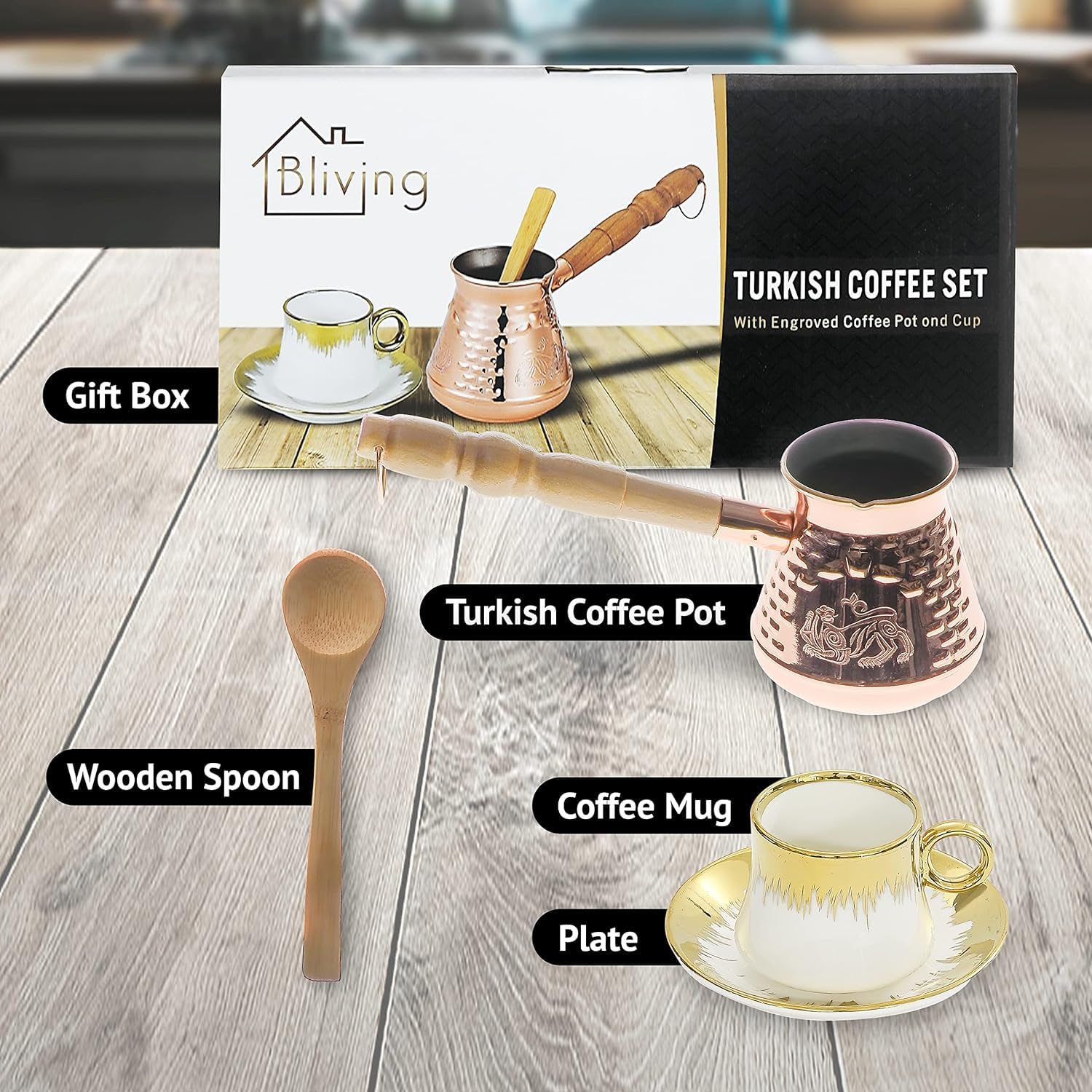 Turkish Coffee Pot - 8.5oz Cezve Ibrik for Greek & Arabic Coffee - 3 Servings - Perfect for Home & Cafe Use
