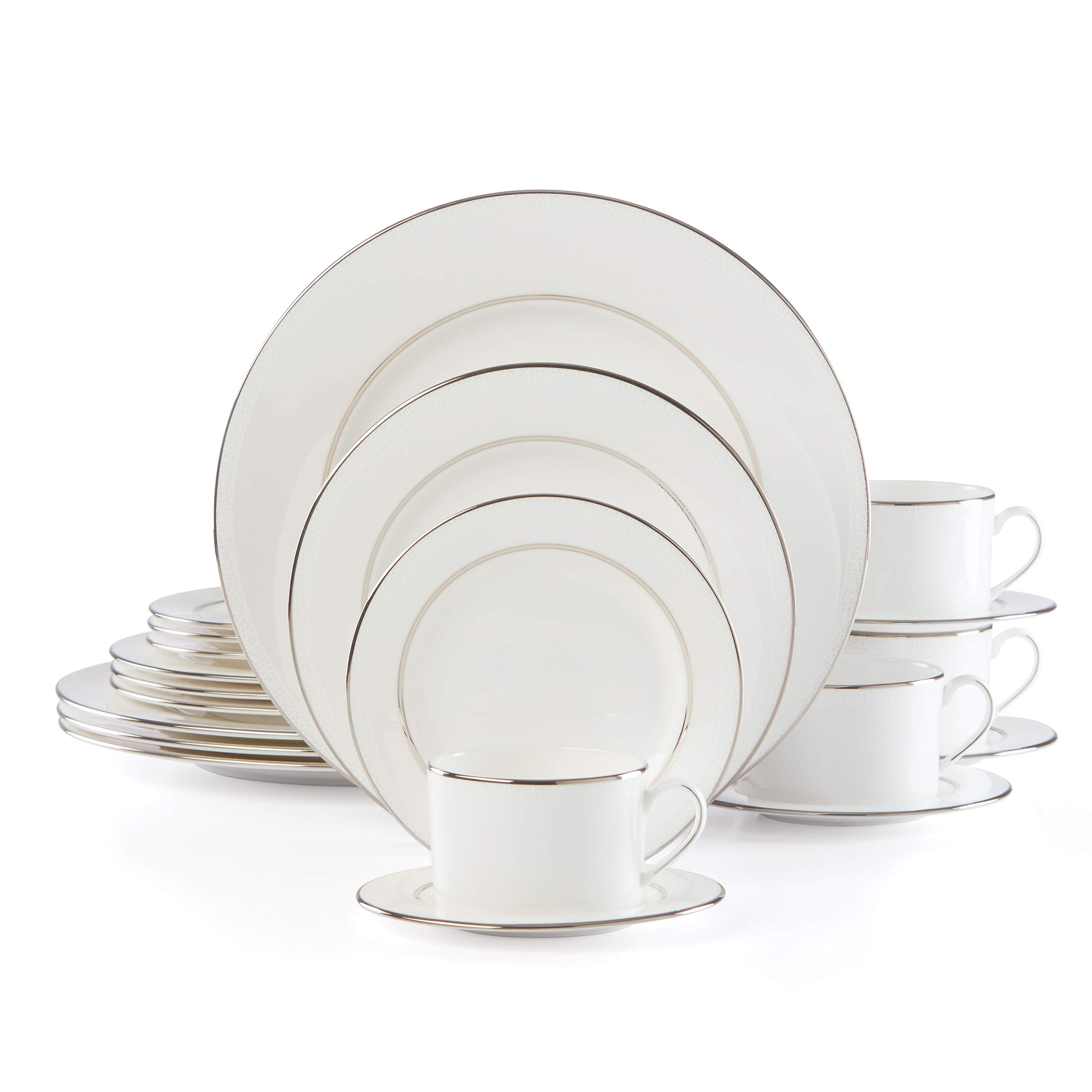 Kate Spade Cypress Point 20-Piece Dinnerware Set - White Porcelain Dinner Plates, Salad Plates & Bowls - 19.5 lb Complete Set for Elegant Dining, Entertaining & Special Occasions