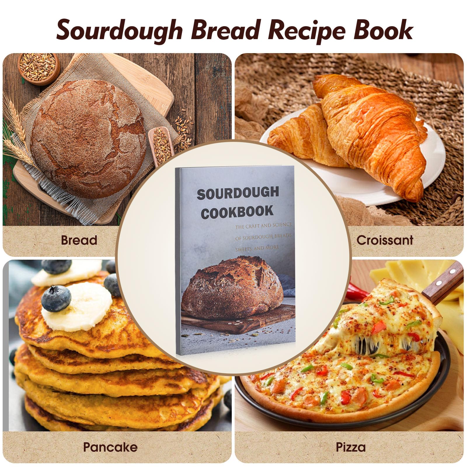 Sourdough Starter Kit - 40oz Glass Jar, Silicone Banneton Bread Proofing Basket Set (9