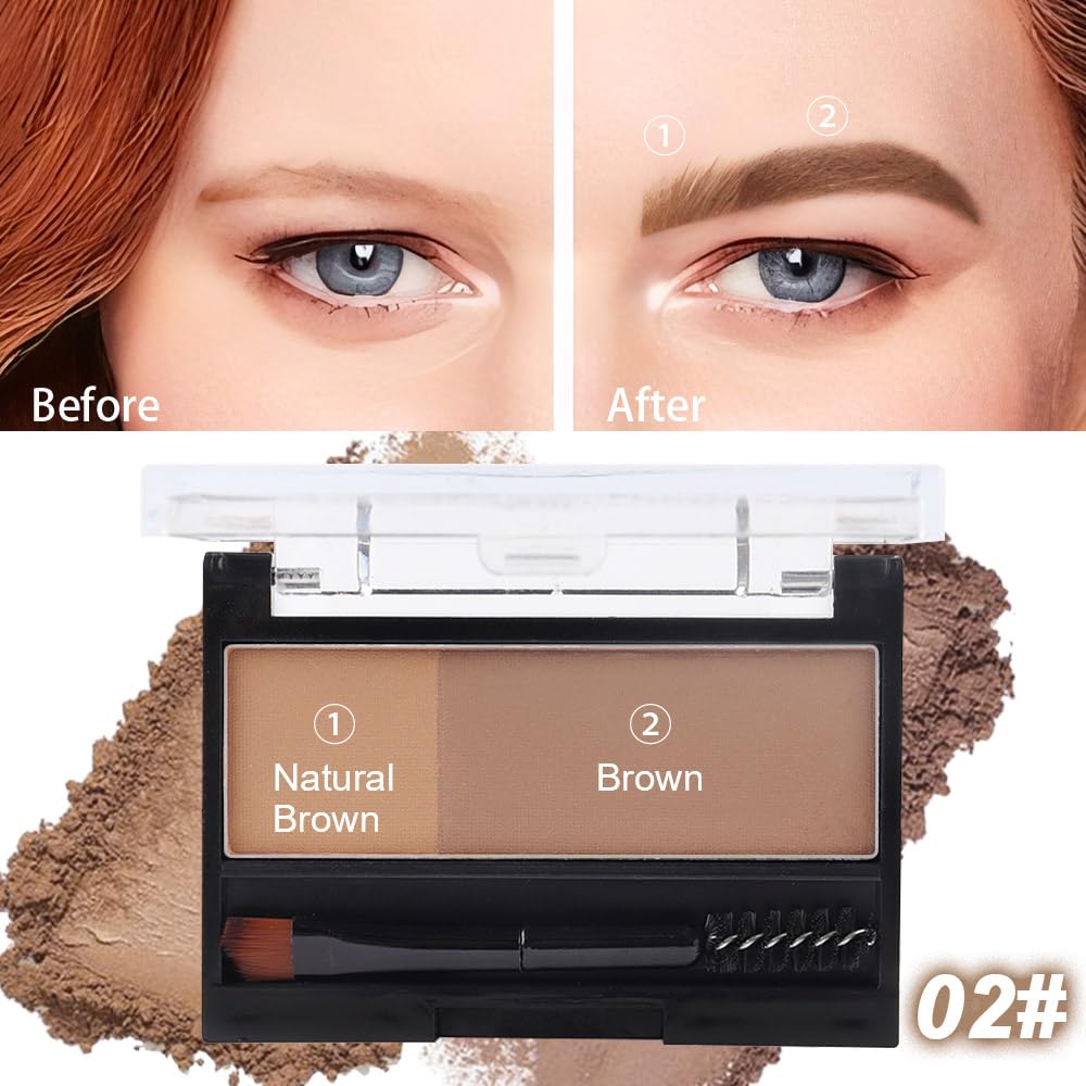 Kaely 2 Color Eyebrow Powder Makeup Kit - Waterproof Brow Contour Palette with Brush & Stencils for Beginners | Natural Brown & Dark Brown Shades | Perfect for Daily Makeup, Salon Use & Travel