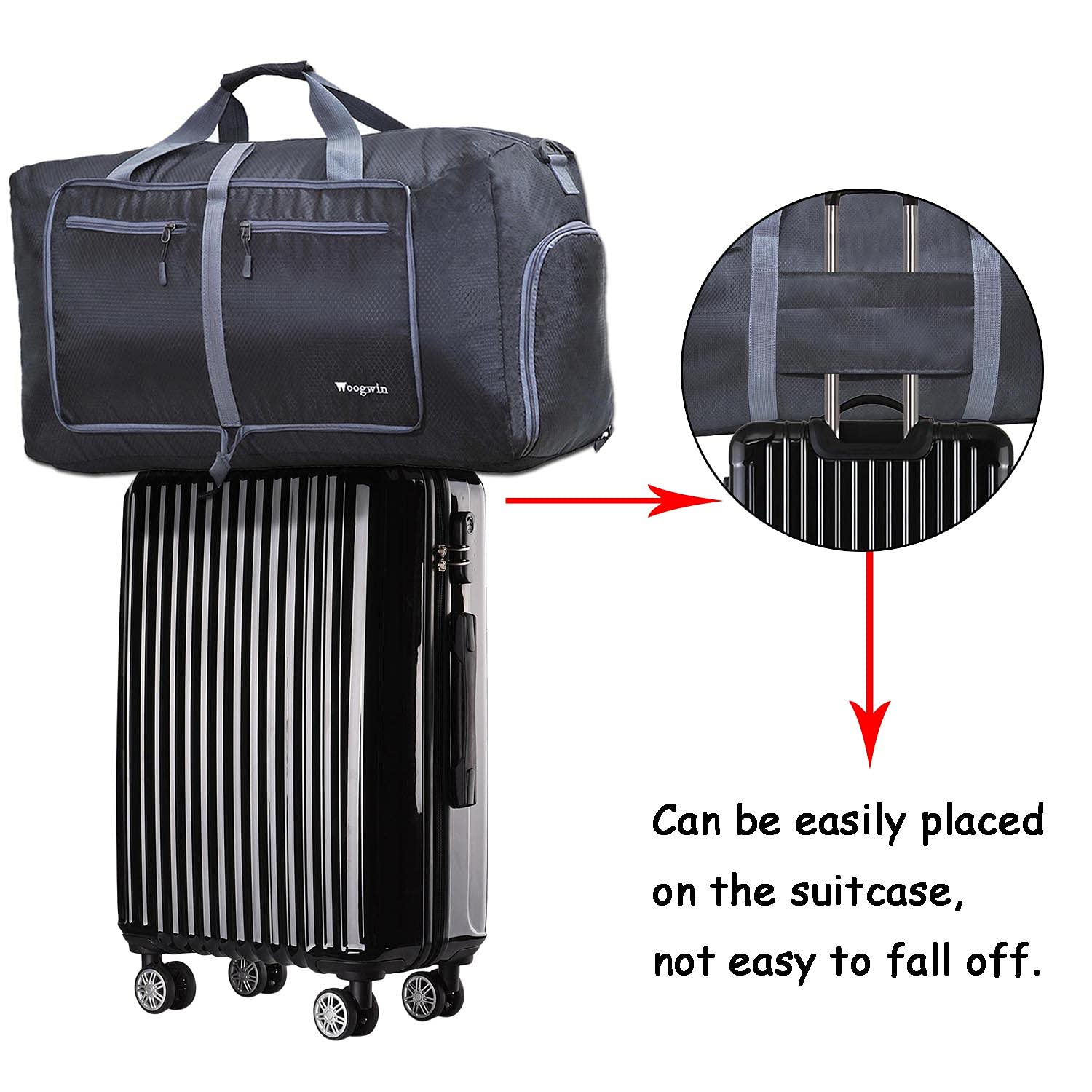 Woogwin Travel Duffel Bag - Large Foldable Waterproof Overnight Bag for Beach, Swim, Pool, Sports & Gym - Perfect for Weekend Getaways & Outdoor Adventures