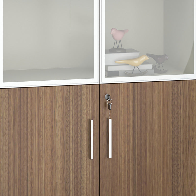 ANDERSON 2 Door Display Cabinet 80cm - Modern Hazelnut & Beige Wooden Storage Unit for Living Room, Bedroom, or Office Organization