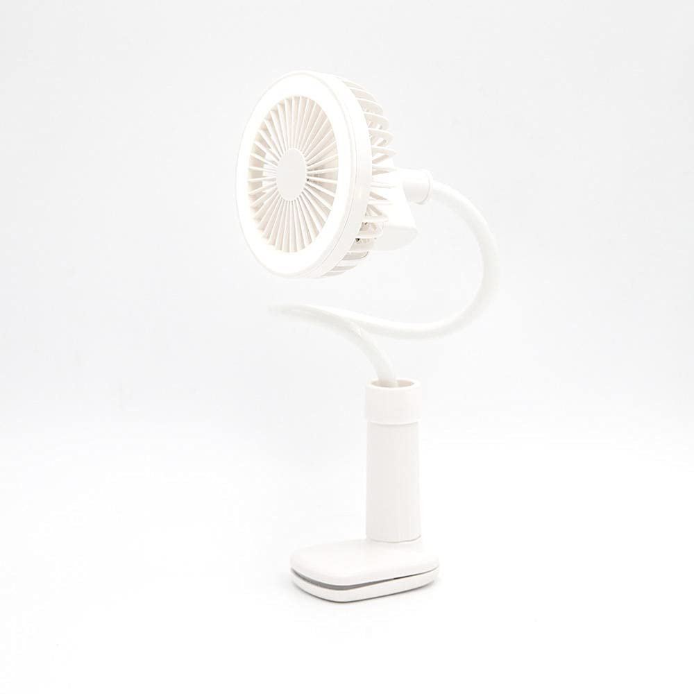 2 in 1 USB Clip Fan with LED Makeup Light - Portable Mini Desk Fan for Home, Office, Dorm & Travel - White | Perfect for Makeup Vanity, Workstation & Nightstand